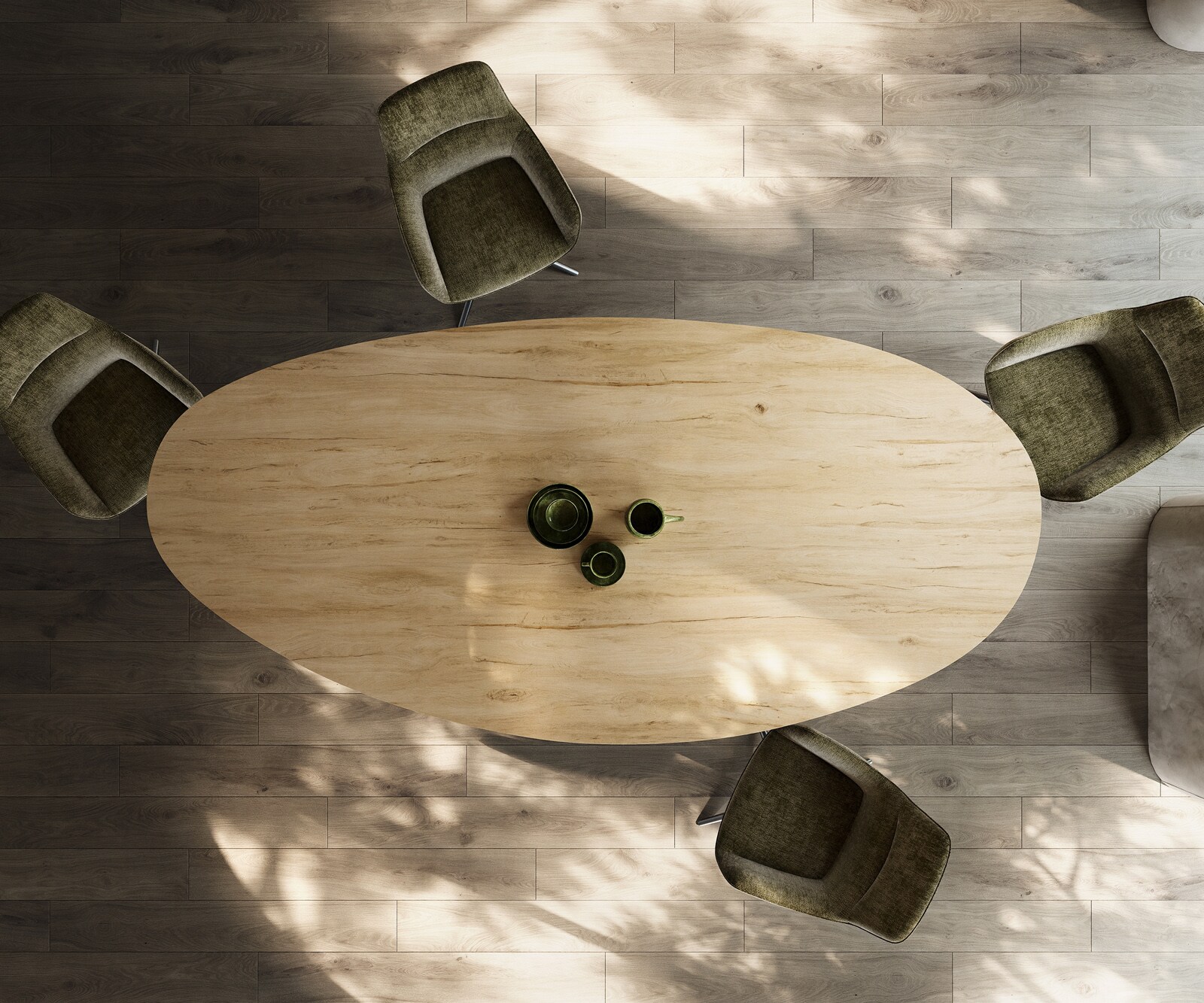 Eettafel Edge Oval 280x130 keramiek  Laminam® Sabbia Eichefarbig Cono metaal zilver 6