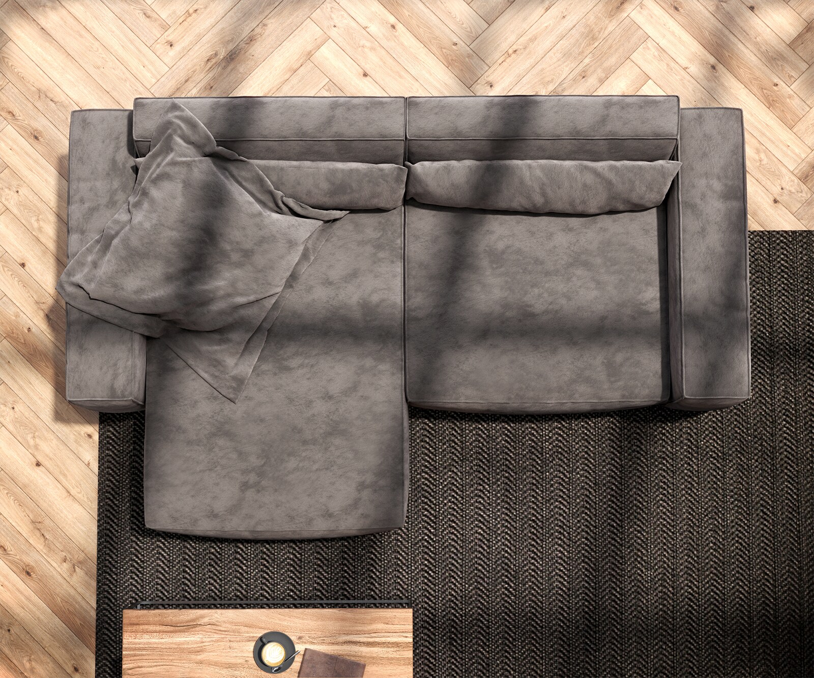 Hoekbank Sirpio 230x155 cm microvezel kaki bruin variabele rugleuning 5