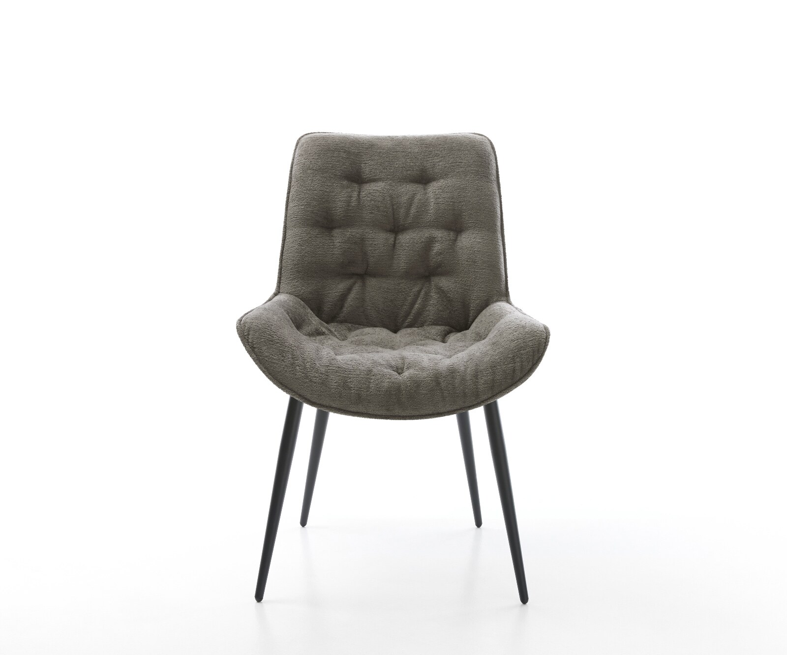 Eetkamerstoel Taimi-Flex bouclé zacht mud 4-poot conisch zwart 2