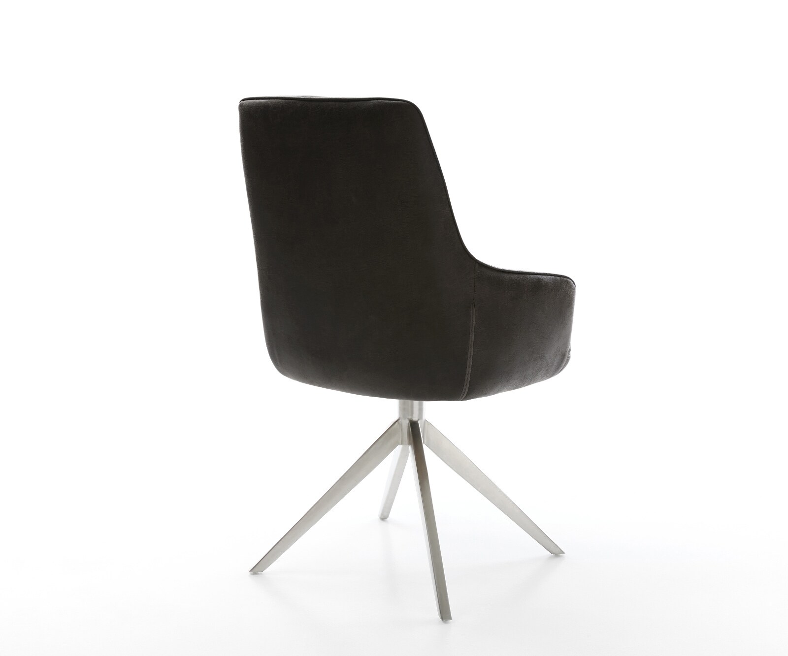 Draaistoel Zelia-Flex met armleuning microvelours antraciet vintage kruisframe breed roestvrij staal 360° draaibaar rocker-functie pocketveer kern 4