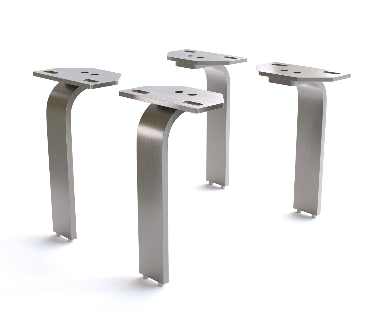 L-vormige poot 20 cm geborsteld RVS voor alle soorten meubels (set van 4) 1