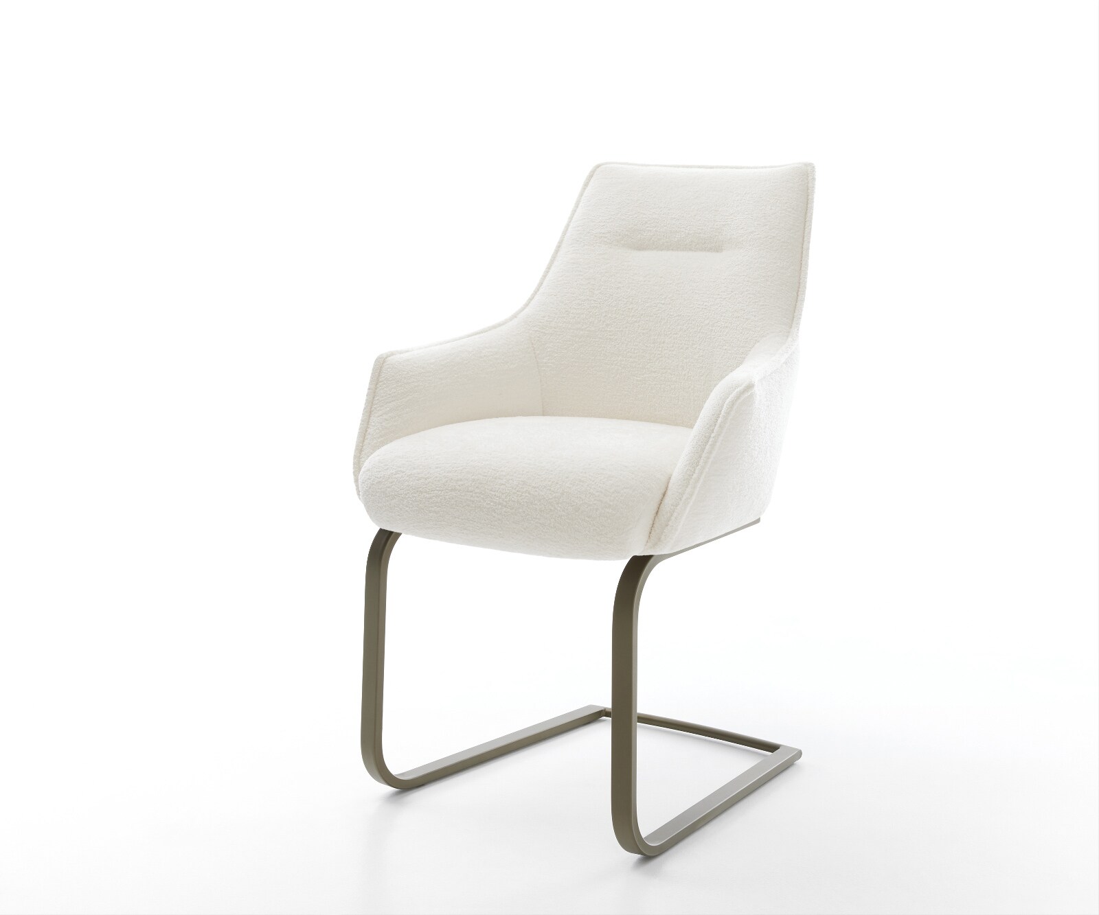 Sledemodel Alja-Flex met armleuning bouclé zacht beige sledemodel vlak afwerking met titanium pocketveer kern 1