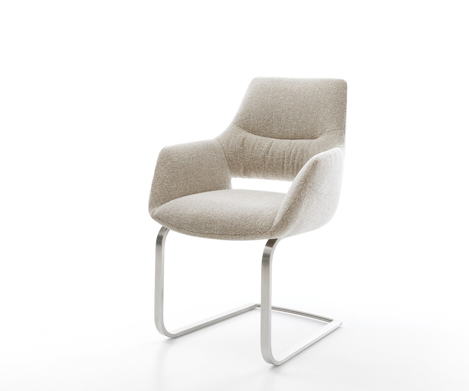 Sledemodel Yago-Flex met armleuning geweven stof beige sledemodel vlak roestvrij staal pocketveer kern 1