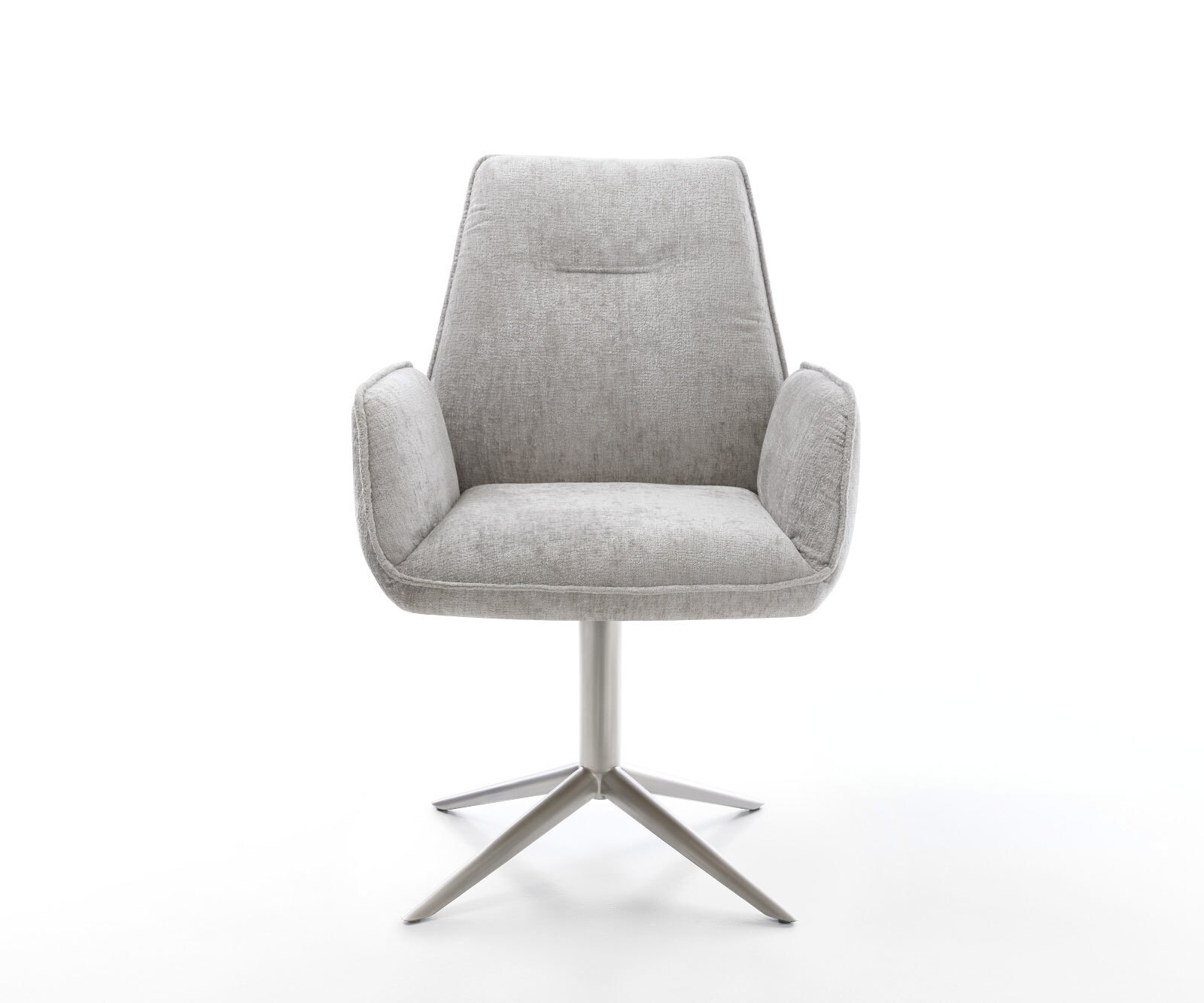 Draaistoel Zoa-Flex chenille zilver grijs kruispoot roestvrij staal 360° draaibaar rocker-functie pocketveer kern 2