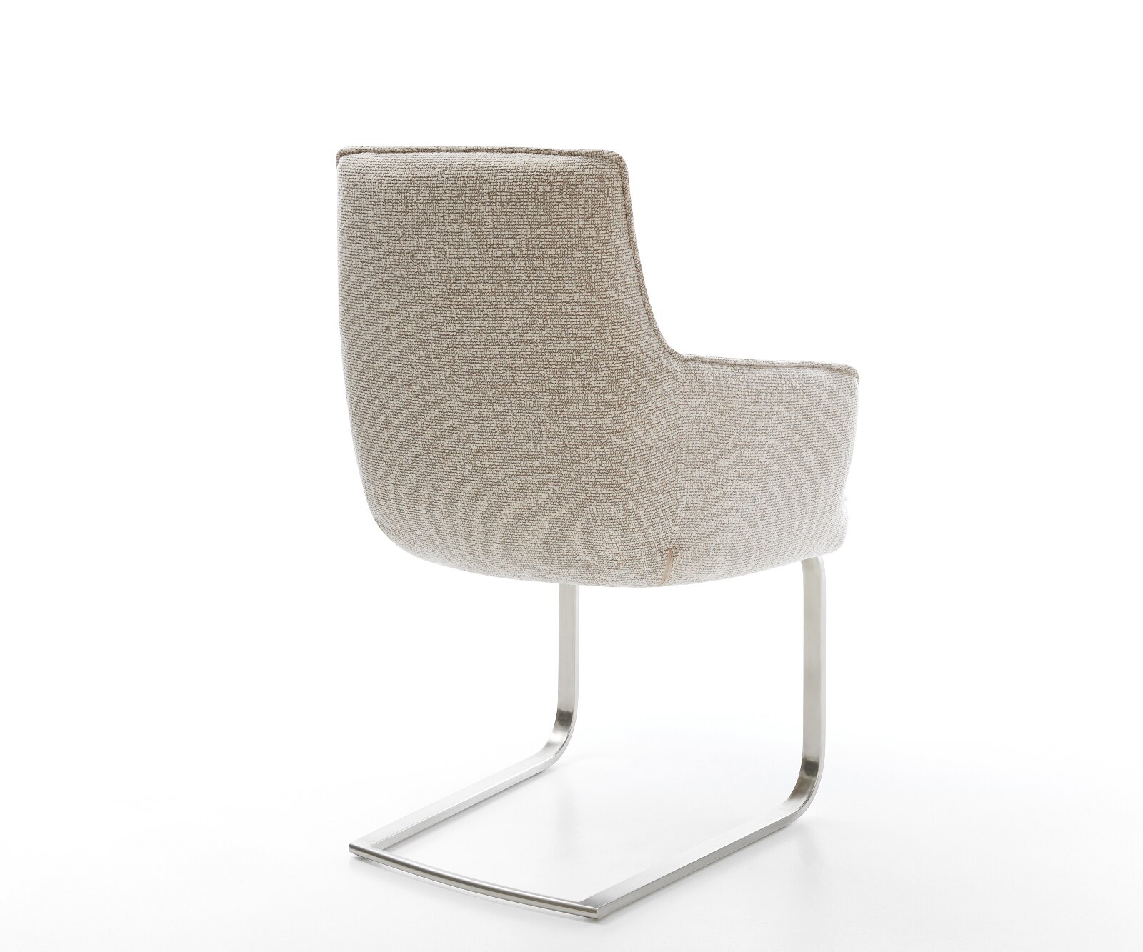 Sledemodel Heira-Flex met armleuning geweven stof beige sledemodel vlak roestvrij staal pocketveer kern 5