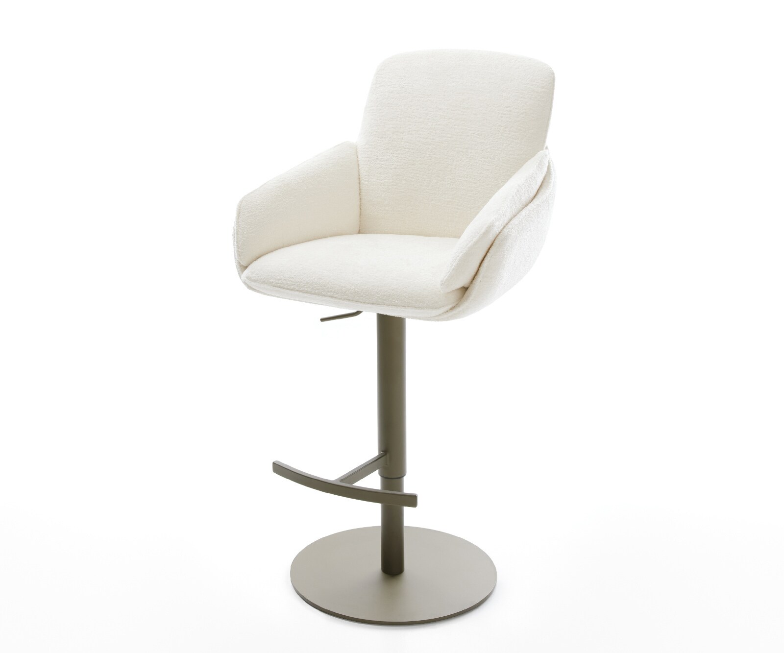 Barstoel Luan-Flex Bouclé zacht Beige Draaivoet in hoogte verstelbaar Titaankleurig Titaankleurig 1