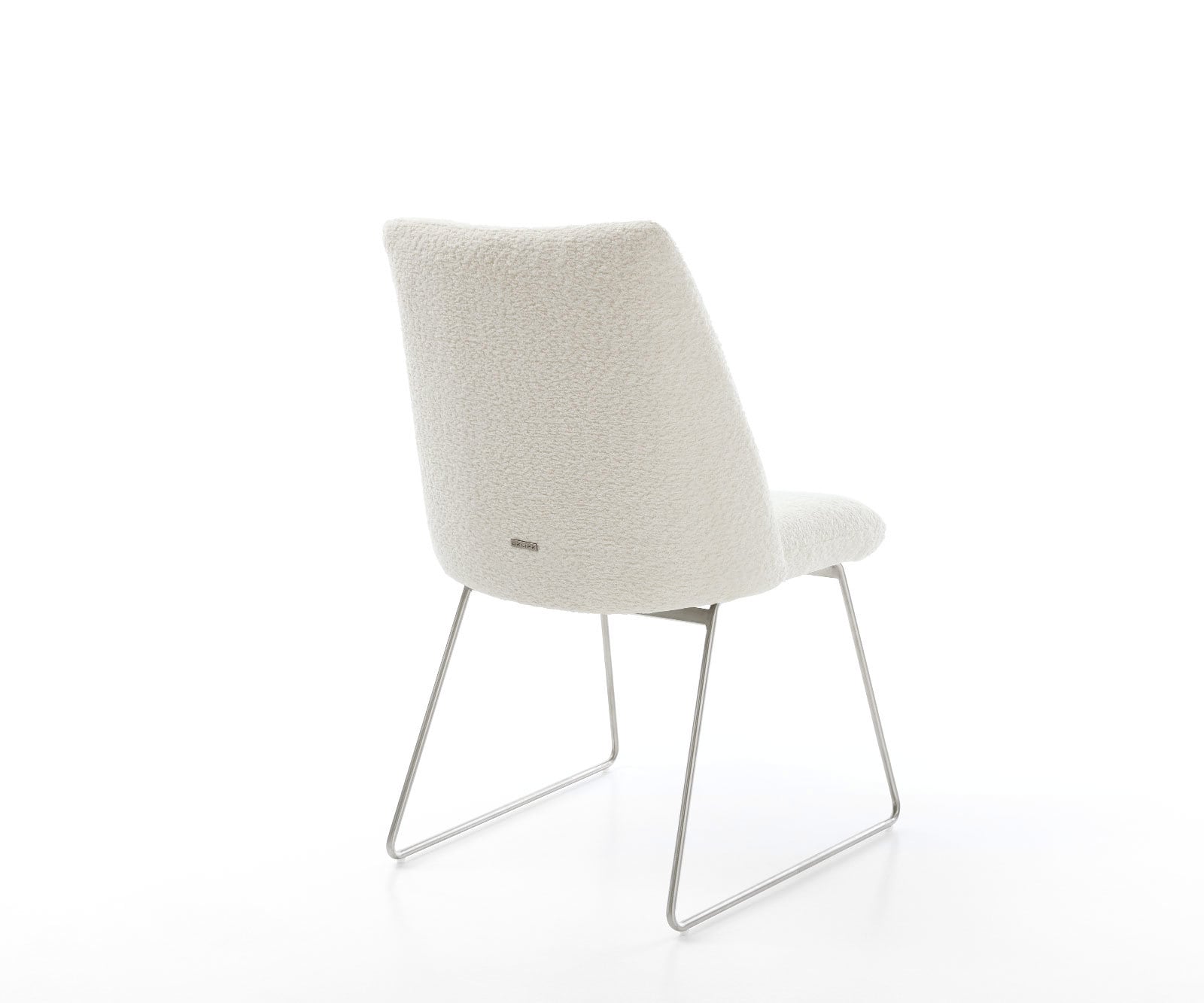 Eetkamerstoel Elso-Flex bouclé wit slipframe roestvrij staal pocketveer kern 5