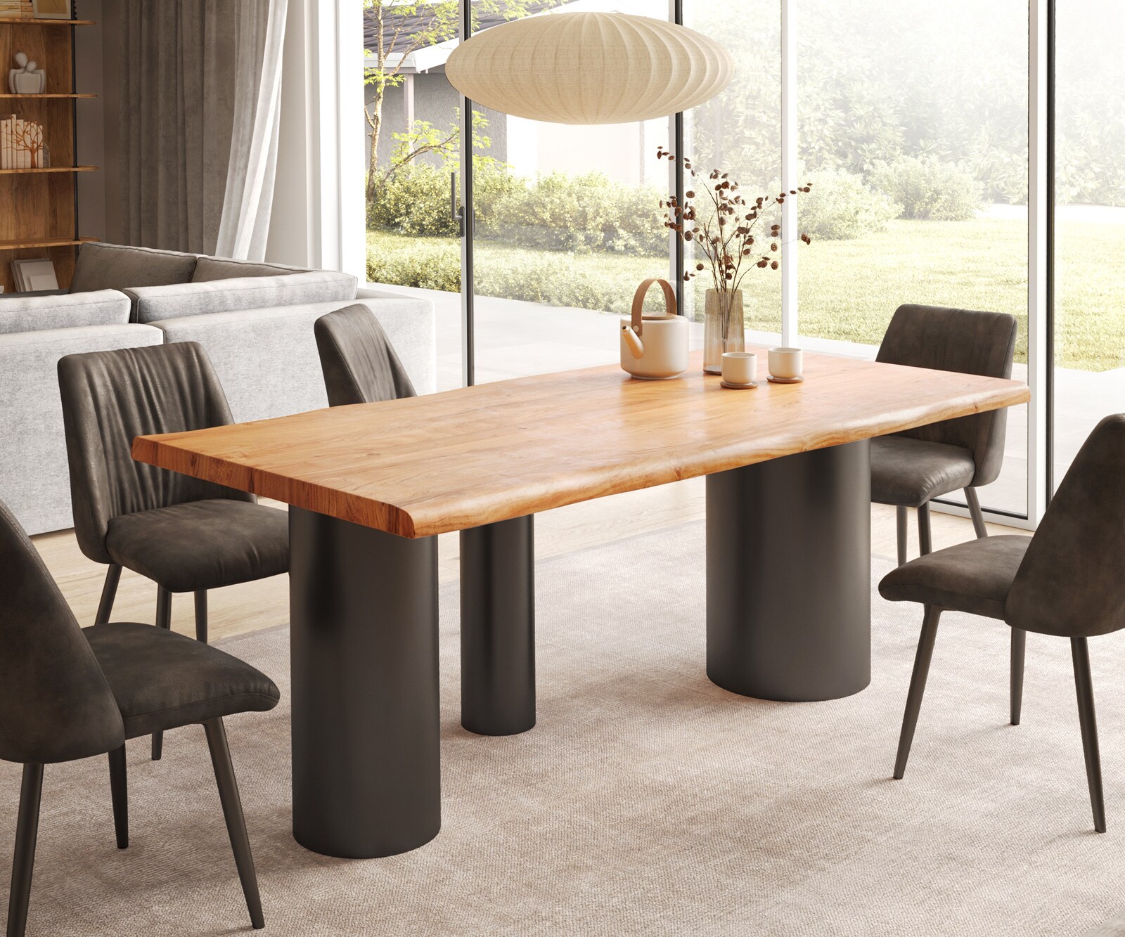 Eettafel Edge 200x100 XL acacia natuur Troa metaal zwart Live-Edge