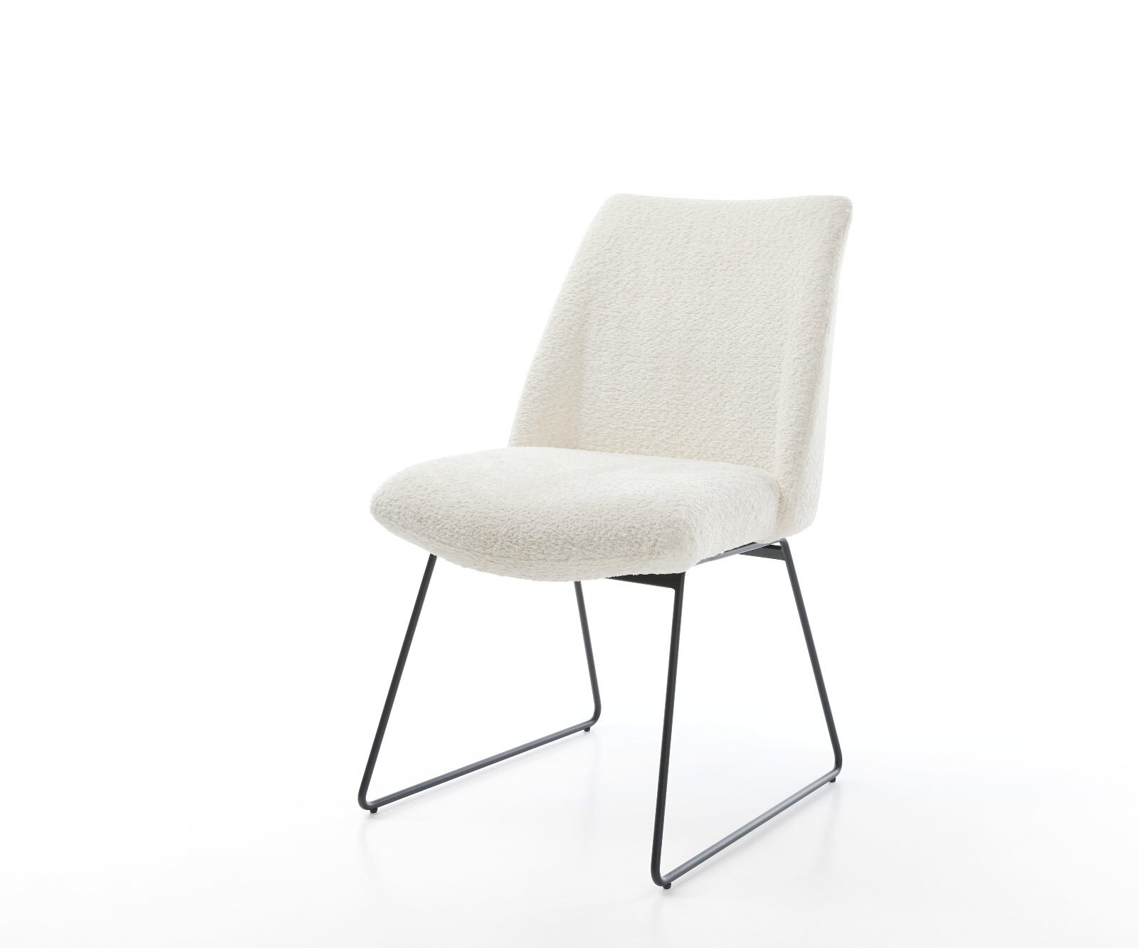 Eetkamerstoel Elso-Flex bouclé wit slipframe zwart pocketveer kern