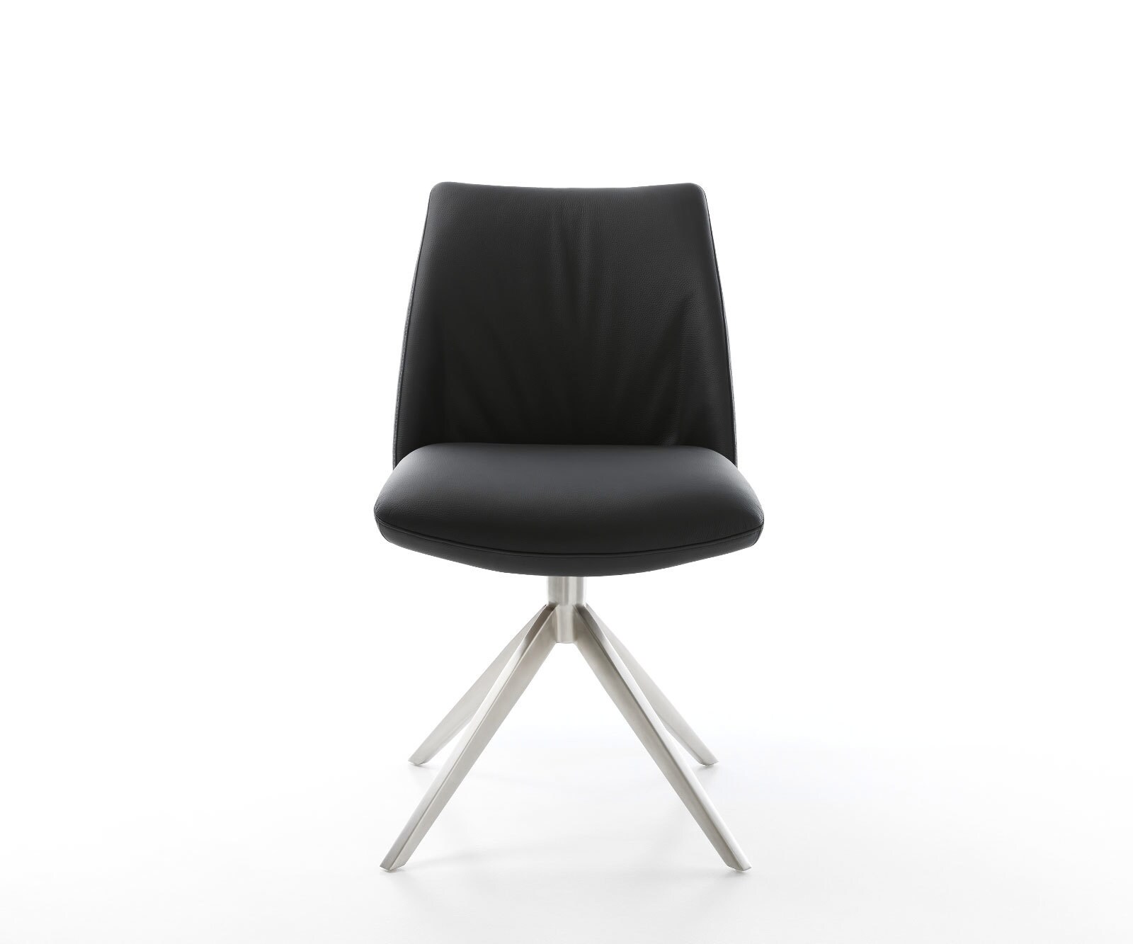 Draaistoel Elso-Flex echt leer zwart kruisframe breed roestvrij staal 360° draaibaar rocker-functie pocketveer kern 1