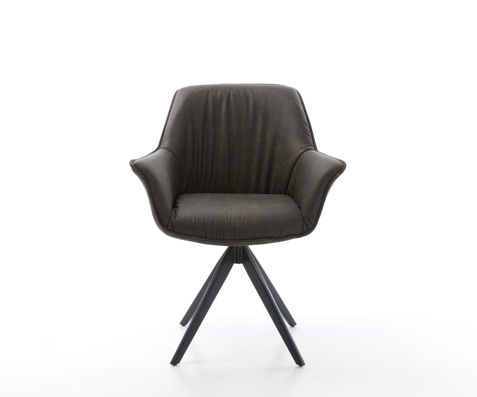 Eetkamerstoel Keila-Flex met armleuning microvelours antraciet vintage kruisframe hoekig zwart 2 Eetkamerstoel Keila-Flex met armleuning microvelours antraciet vintage kruisframe hoekig zwart 2