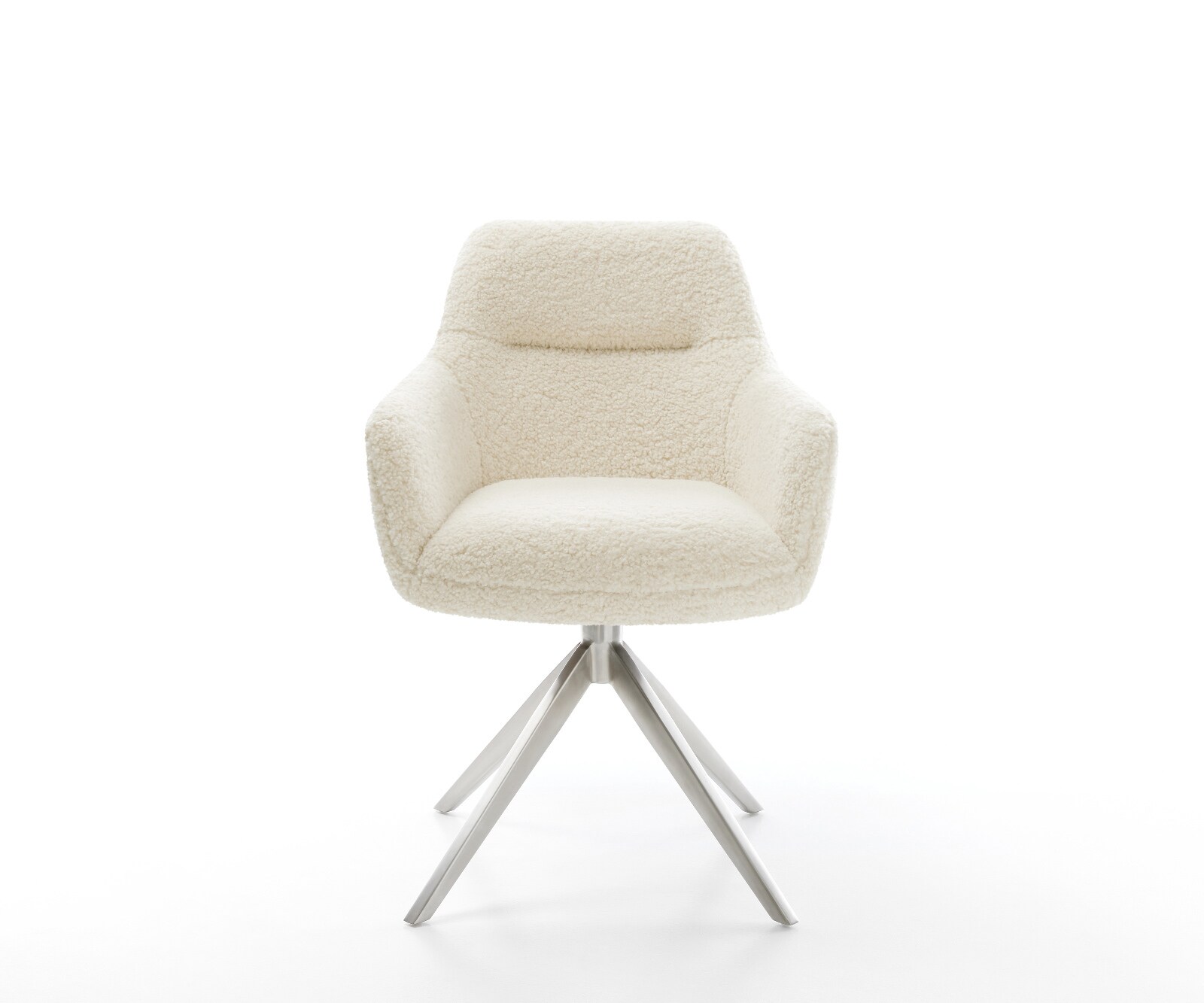Draaistoel Pejo-Flex teddy beige kruisframe breed roestvrij staal 360° draaibaar rocker-functie pocketveer kern 2