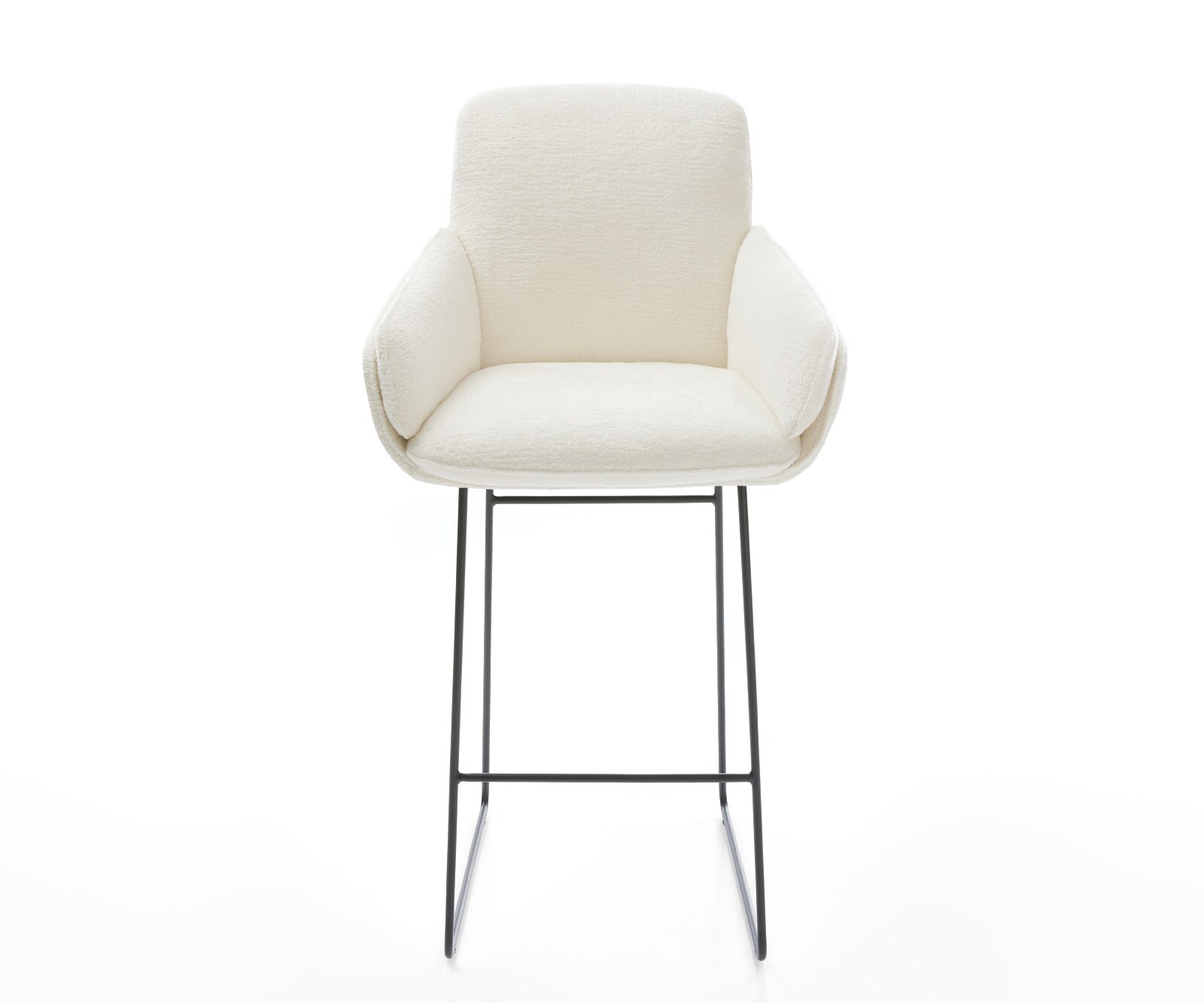 Barstoel Luan-Flex Bouclé zacht Beige Sledeonderstel metaal zwart Zwart 2