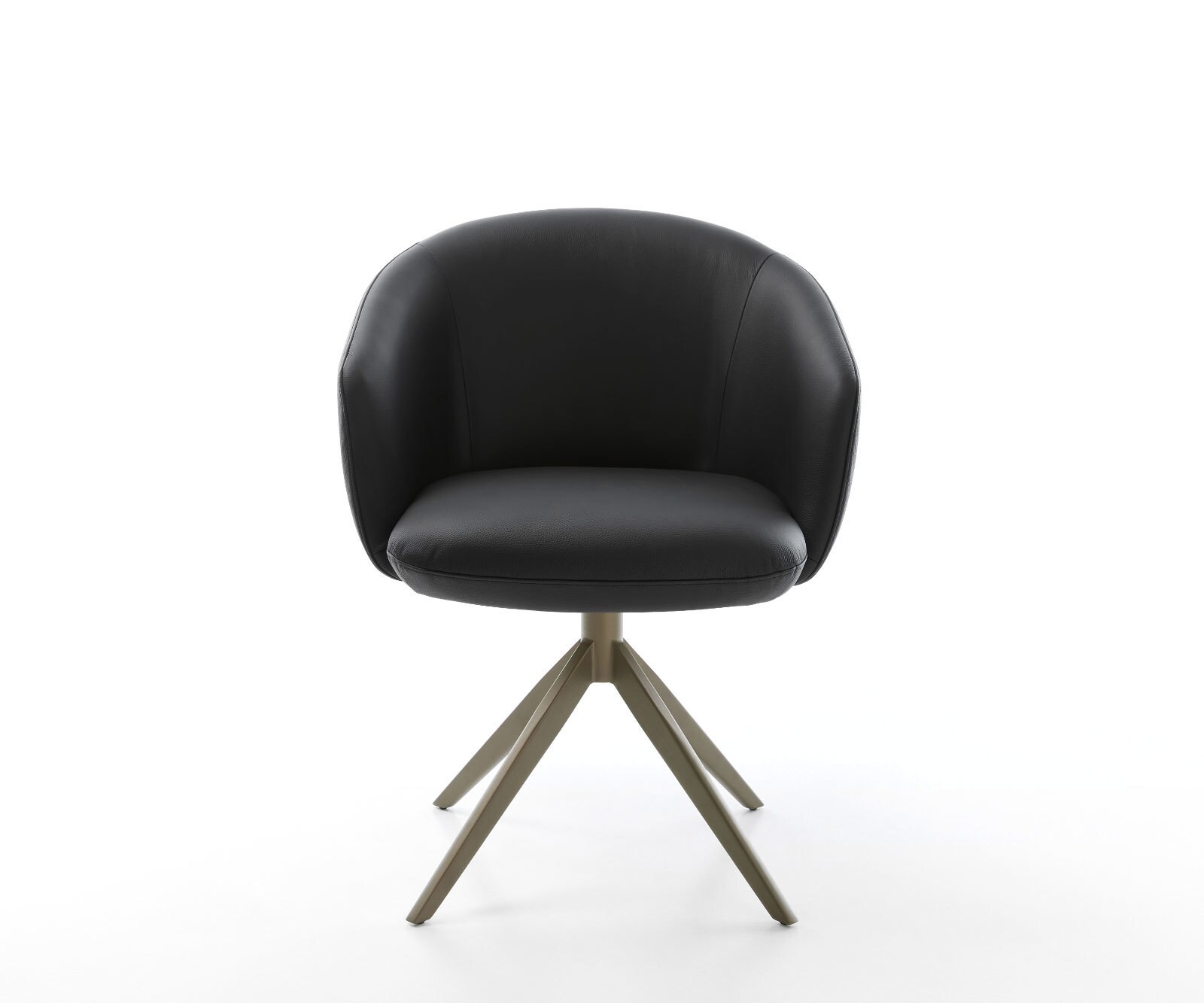 Draaistoel Caja-Flex met armleuning echt leer zwart kruisframe breed afwerking met titanium 360° draaibaar rocker-functie pocketveer kern 2