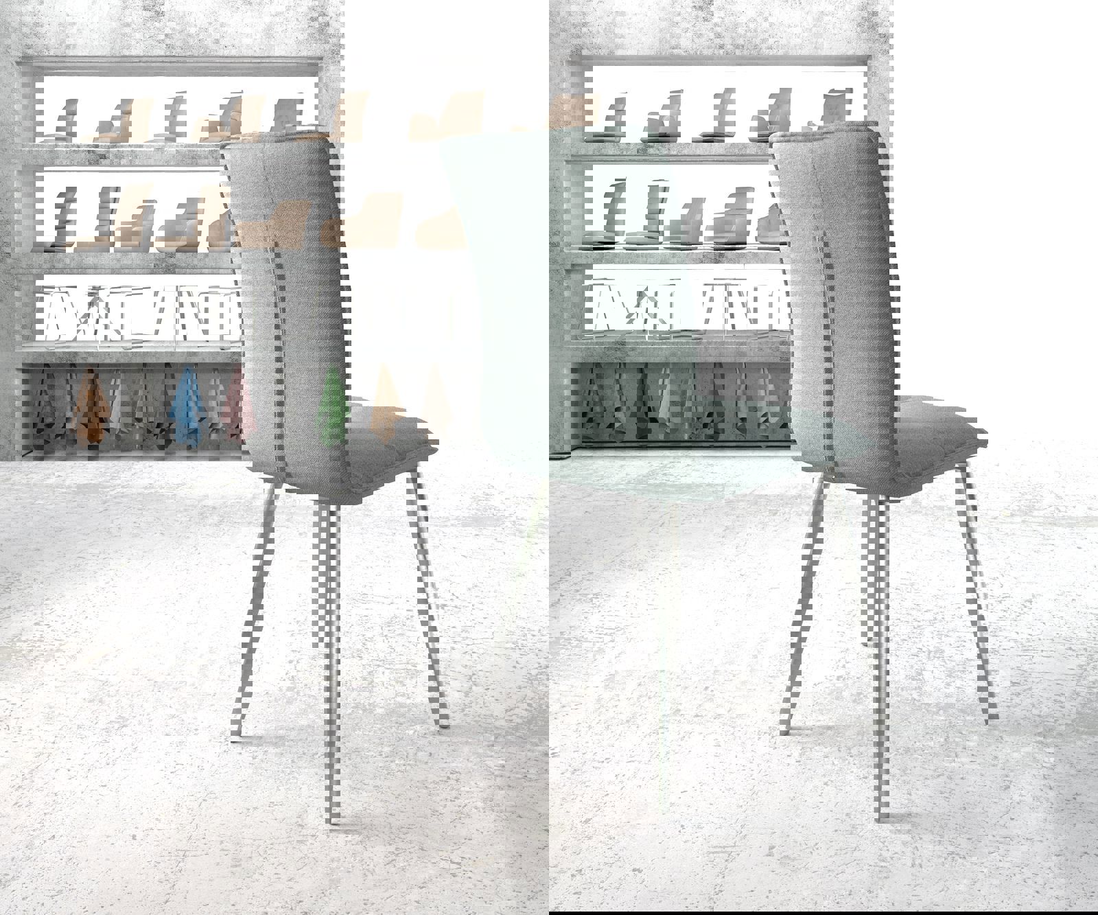 Eetkamerstoel Maddy-Flex stripes mint 4-poot conisch roestvrij staal 3 Eetkamerstoel Maddy-Flex stripes mint 4-poot conisch roestvrij staal 3