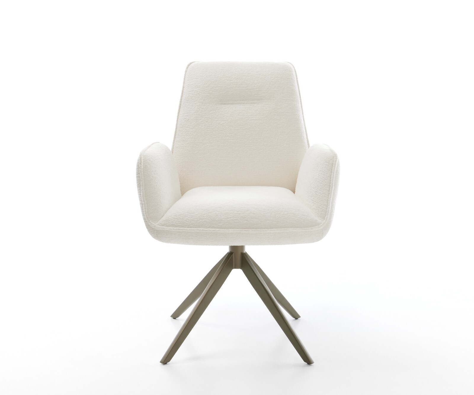 Draaistoel Zoa-Flex bouclé zacht beige kruisframe breed afwerking met titanium 360° draaibaar rocker-functie pocketveer kern 2