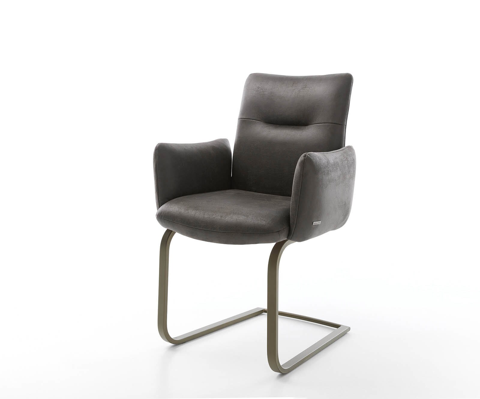 Sledemodel Jova-Flex met armleuning microvelours antraciet vintage sledemodel vlak afwerking met titanium pocketveer kern