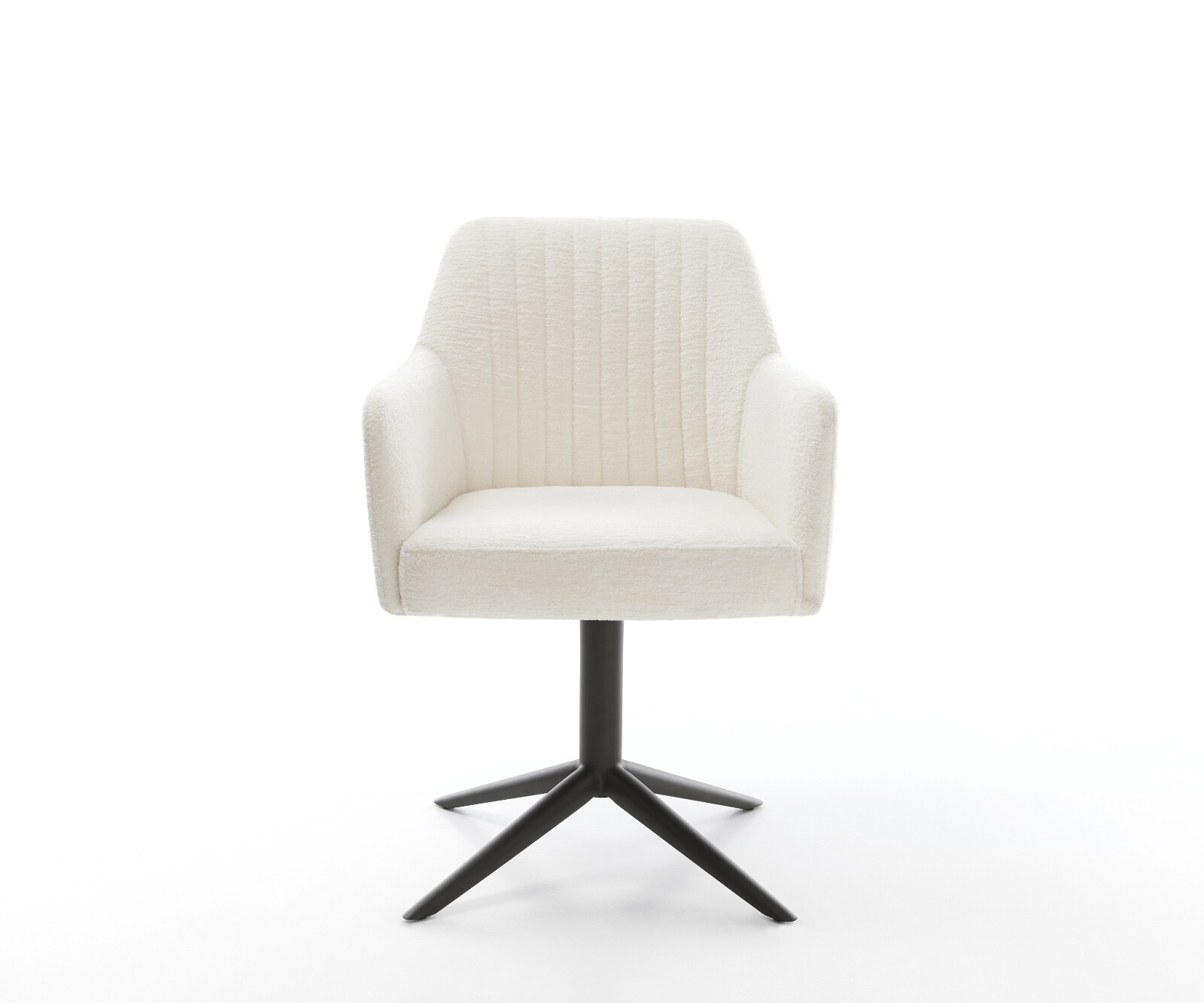 Draaistoel Greg-Flex bouclé zacht beige kruispoot zwart 360° draaibaar rocker-functie pocketveer kern 2