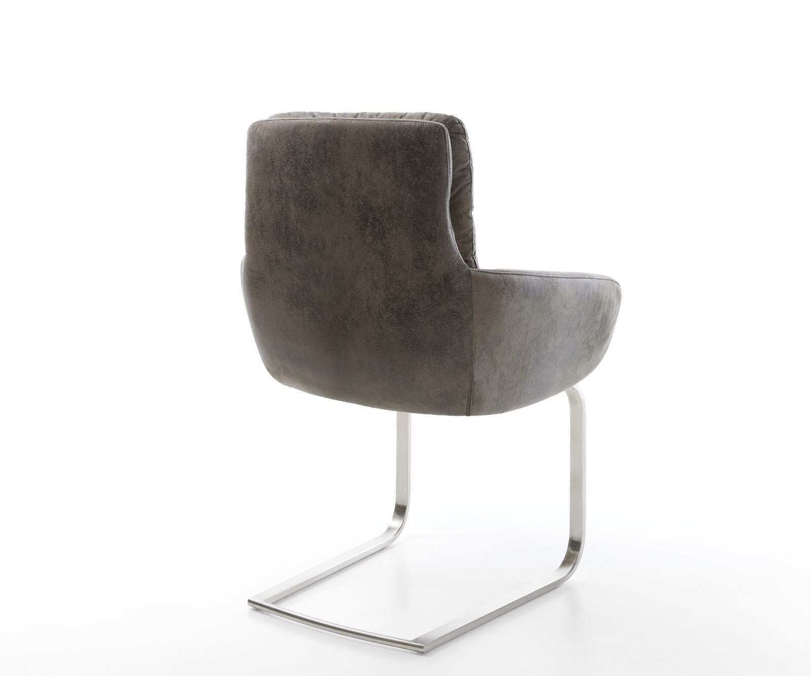 Sledemodel Abelia-Flex met armleuning microvelours grijs antiek sledemodel vlak roestvrij staal 4 Sledemodel Abelia-Flex met armleuning microvelours grijs antiek sledemodel vlak roestvrij staal 4