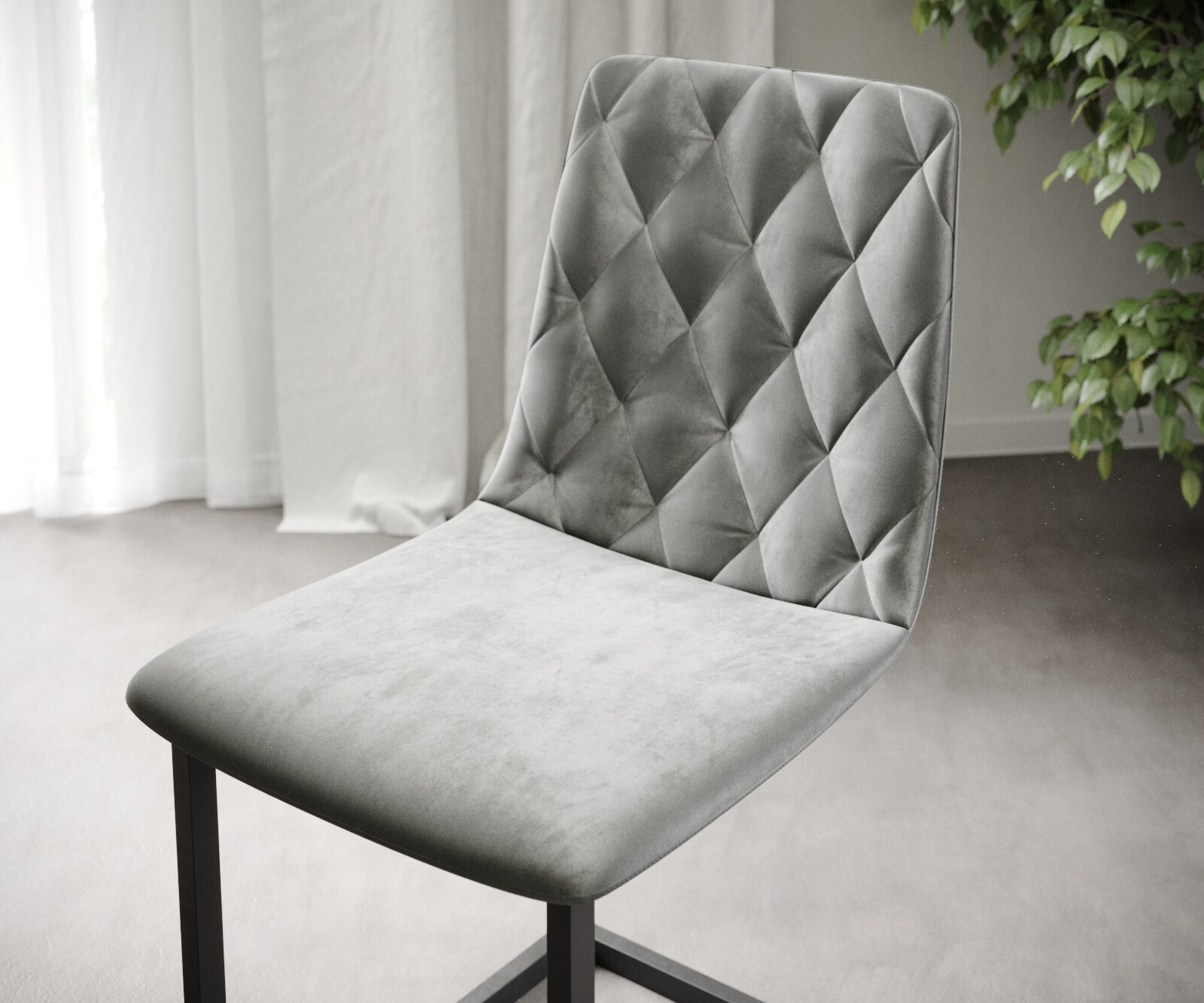 Set-van-4-Eetkamerstoel Trado-Adesso lichtgrijs fluweel sledemodel 3 Set-van-4-Eetkamerstoel Trado-Adesso lichtgrijs fluweel sledemodel 3