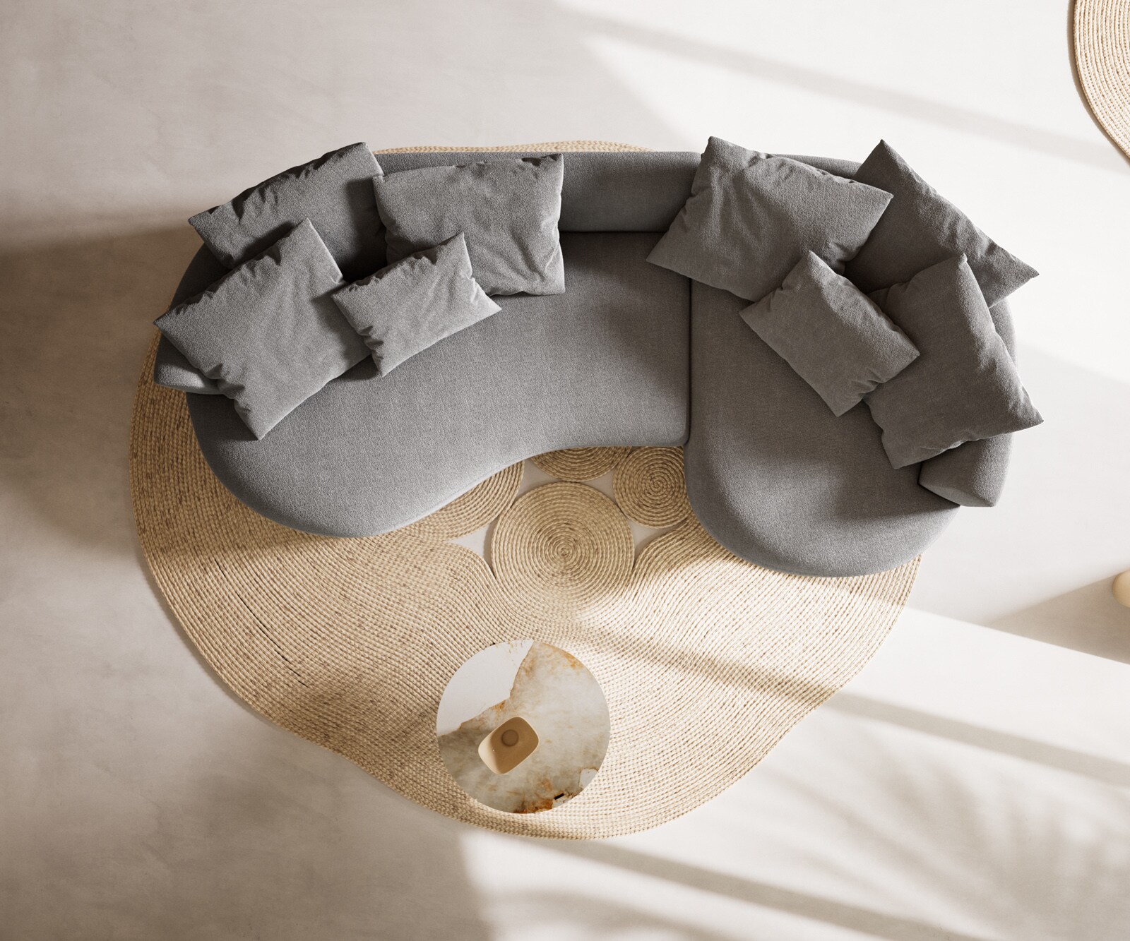 Big-Sofa Edina 330x170 cm structuurstof soft grijs 8