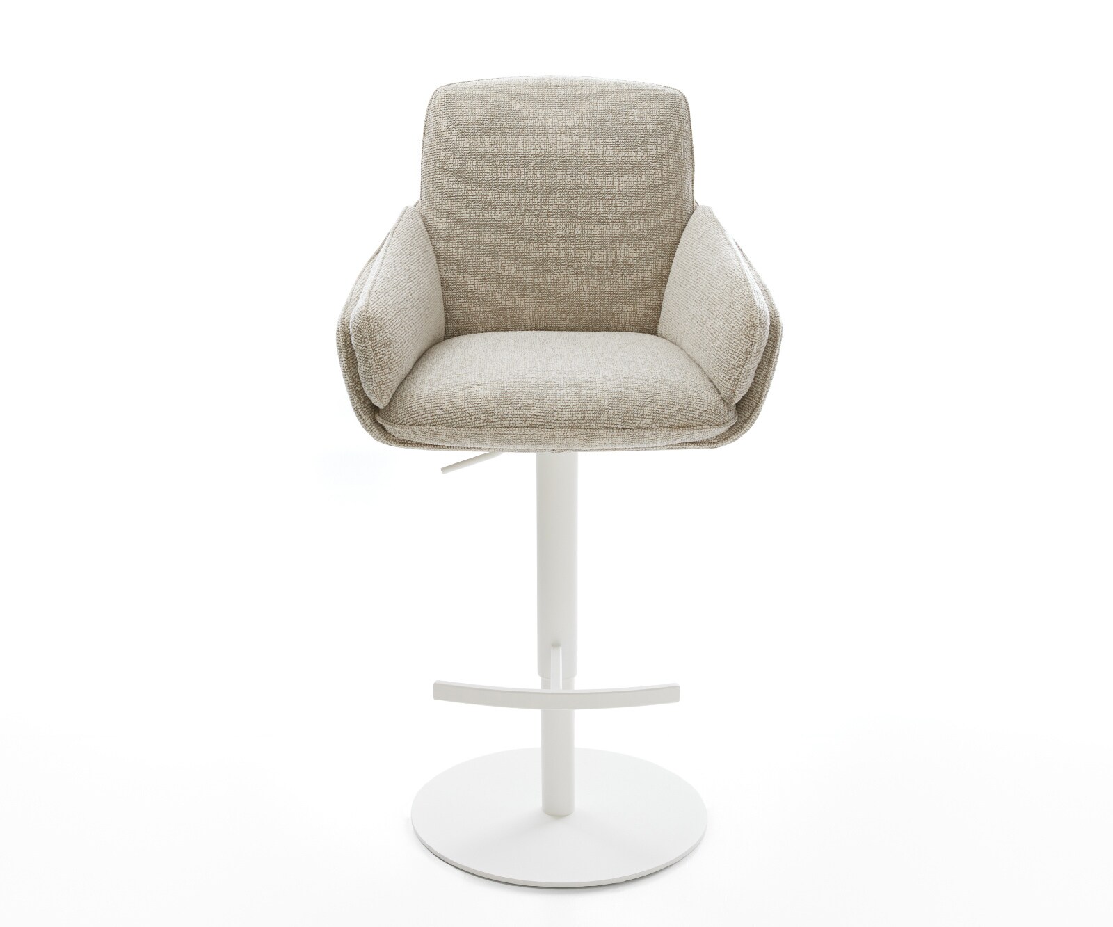 Barstoel Luan-Flex Zachte Geweven stof Beige Draaivoet in hoogte verstelbaar wit Wit 2