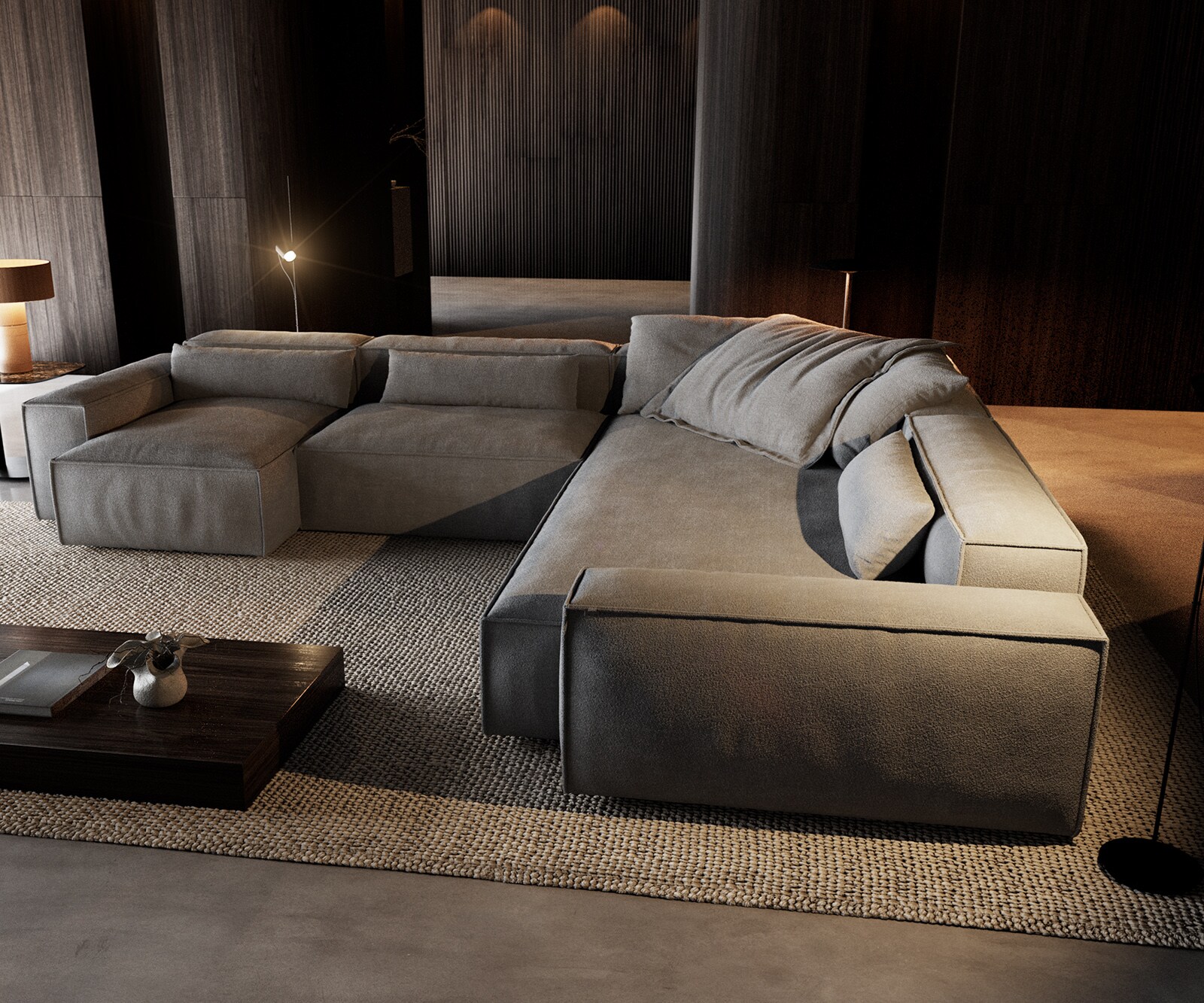 Woonkamer landschap Freestyle 360x290 cm Zachte stof met structuur Grijs kedernaad 4