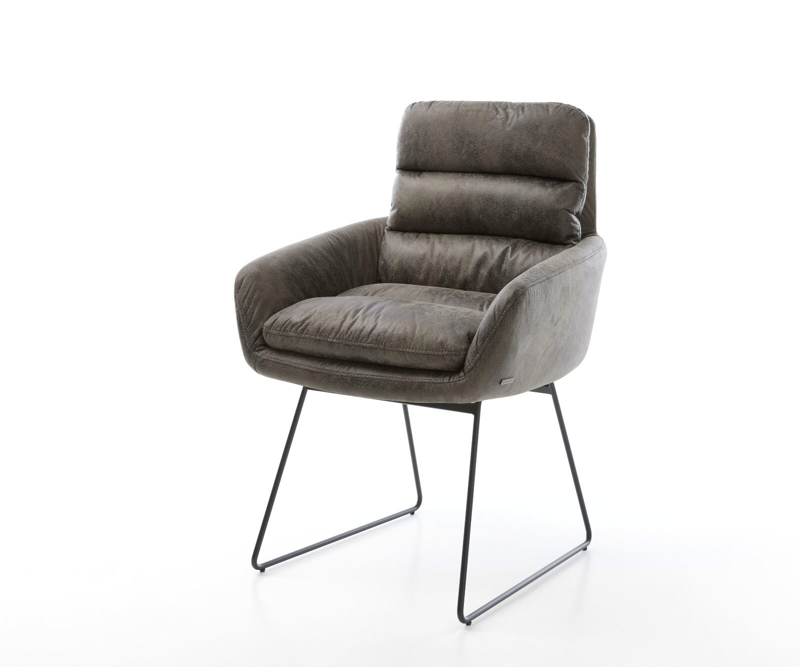 Eetkamerstoel Abelia-Flex met armleuning microvelours grijs antiek slipframe zwart