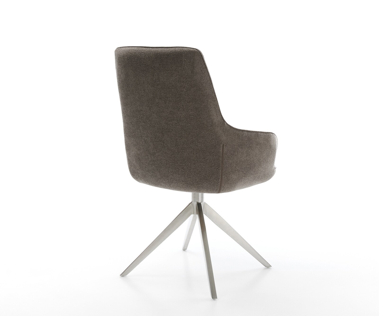 Draaistoel Zelia-Flex met armleuning zachte stof met structuur taupe kruisframe breed roestvrij staal 360° draaibaar rocker-functie pocketveer kern 5