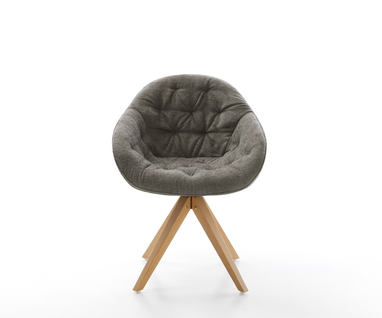 Draaistoel Gaio-Flex bouclé zacht mud houten frame hoekig natuur 360° draaibaar 2