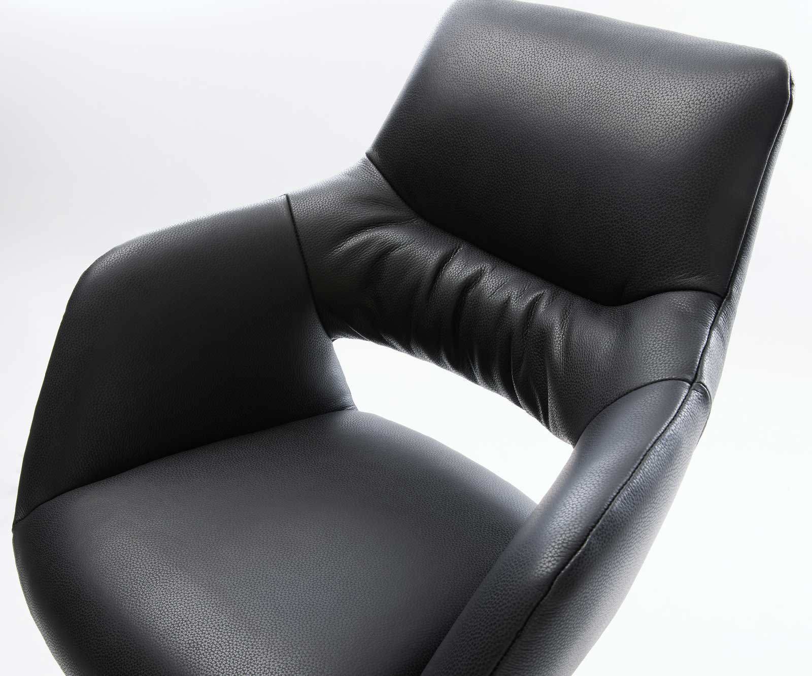 Barstoel Yago-Flex Volledig leer Zwart Sledeframe RVS Pocketvering 4
