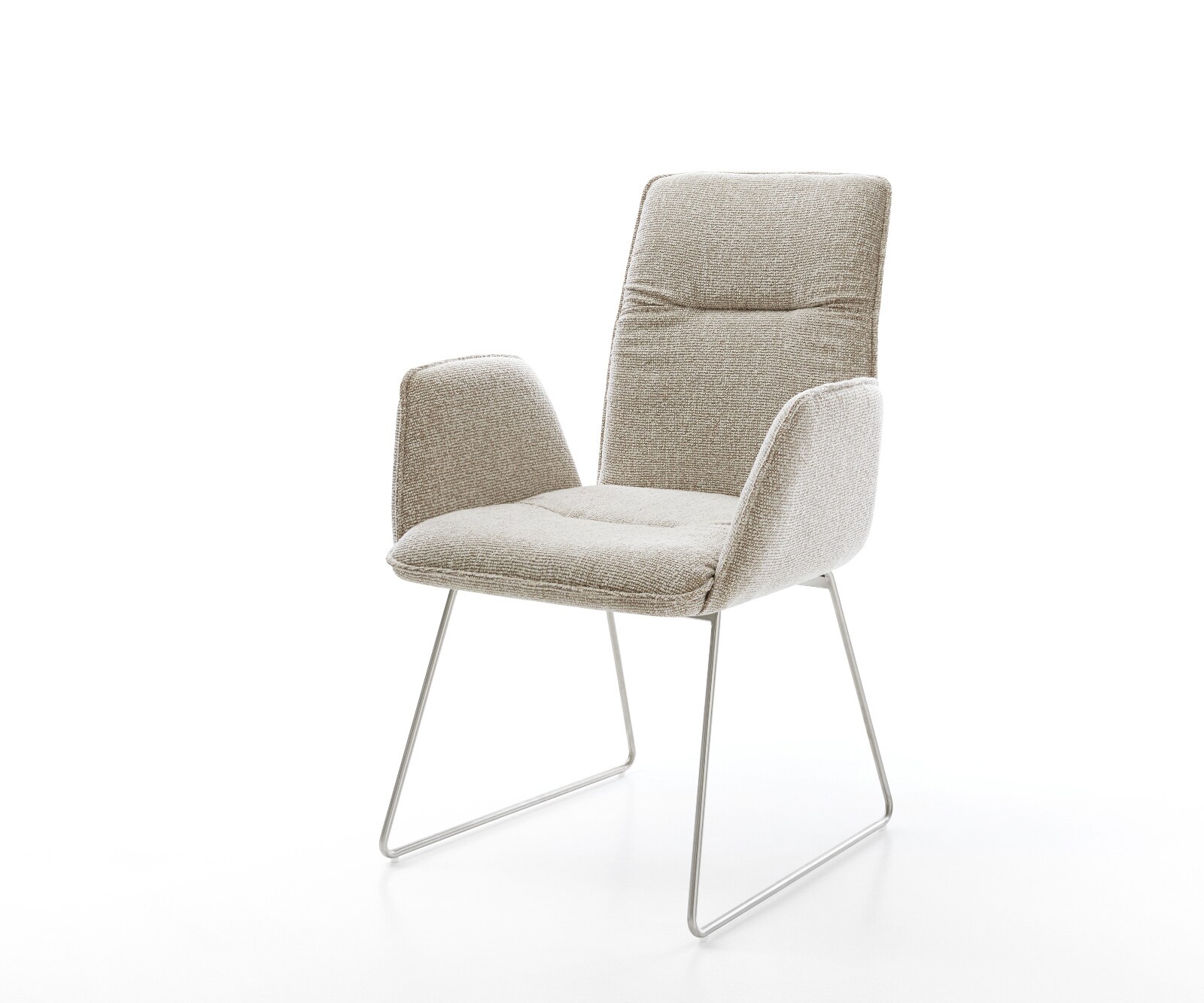 Eetkamerstoel Vinja-Flex geweven stof beige slipframe roestvrij staal