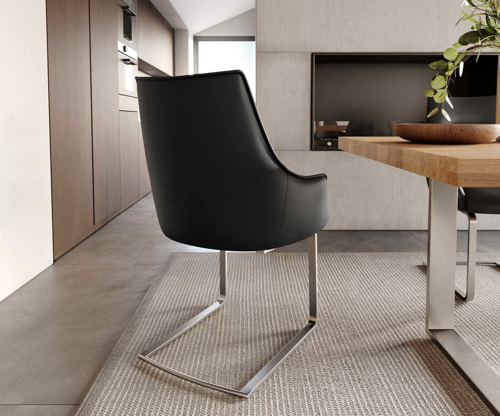 Sledemodel Alja-Flex met armleuning echt leer zwart sledemodel vlak roestvrij staal pocketveer kern 4 Sledemodel Alja-Flex met armleuning echt leer zwart sledemodel vlak roestvrij staal pocketveer kern 4