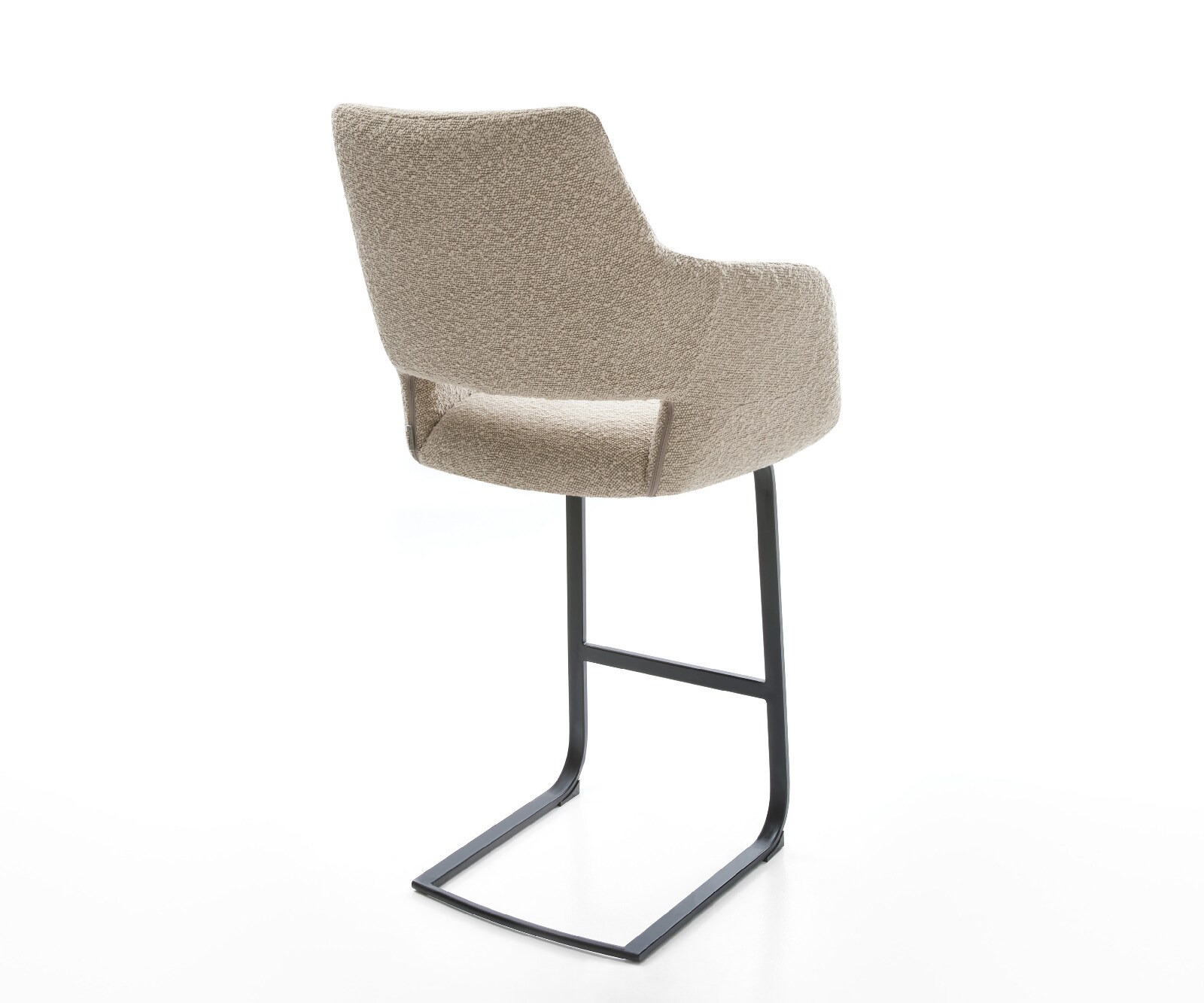 Barstoel Yago-Flex Bouclé Mud Vrijkantelframe plat metaal Zwart Pocketvering 5