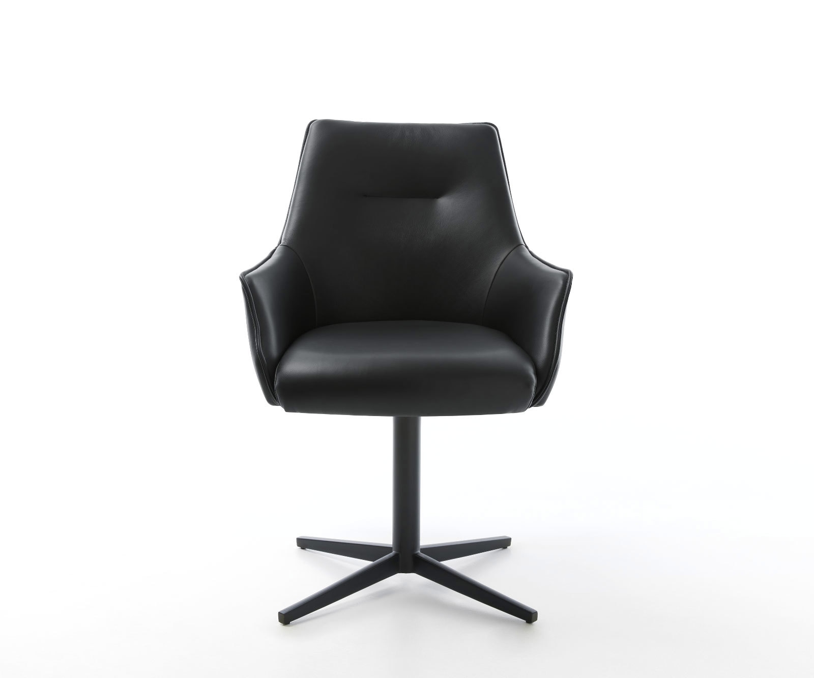 Draaistoel Alja-Flex met armleuning echt leer zwart kruispoot zwart 360° draaibaar pocketveer kern 1 Draaistoel Alja-Flex met armleuning echt leer zwart kruispoot zwart 360° draaibaar pocketveer kern 1