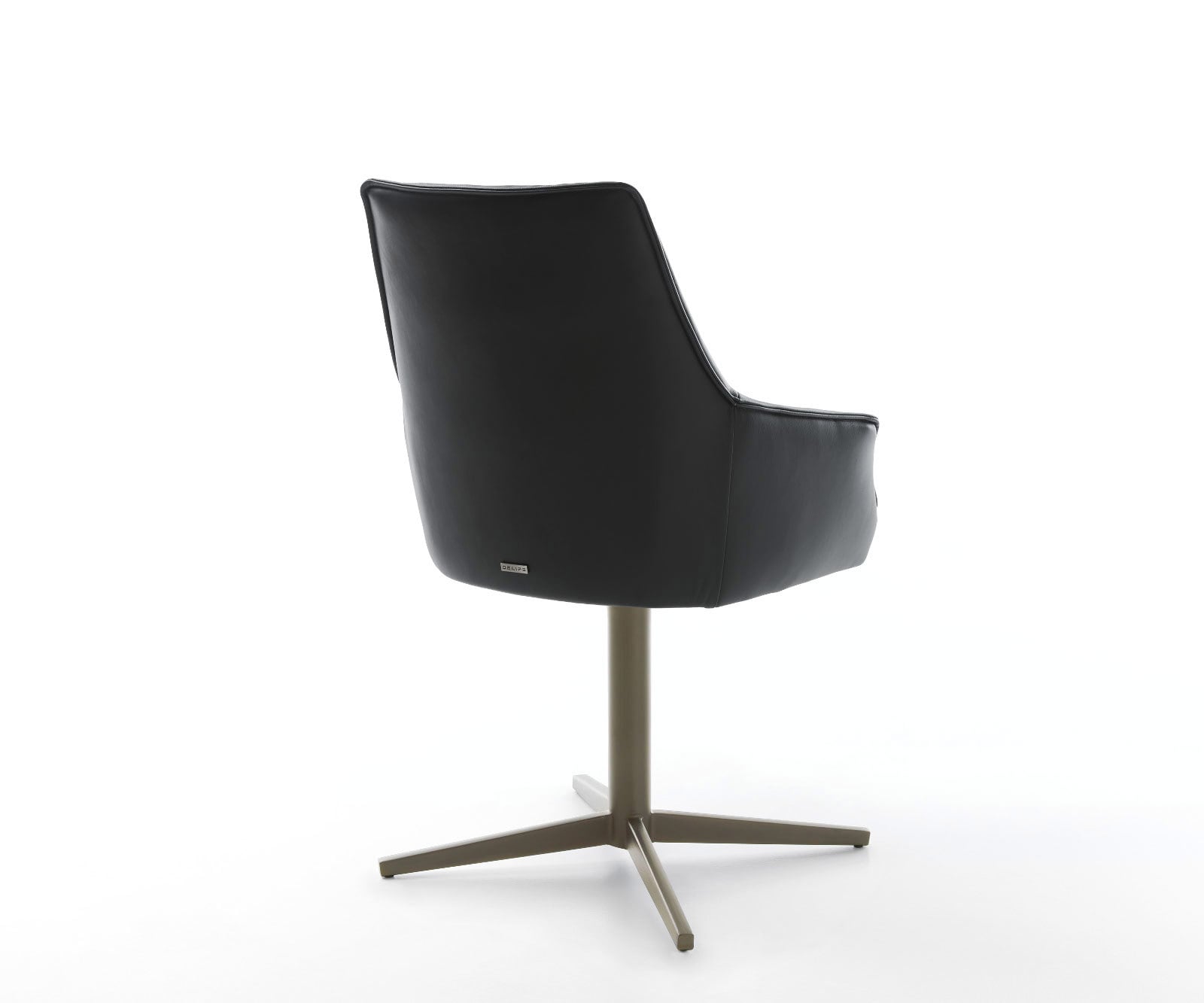 Draaistoel Alja-Flex met armleuning echt leer zwart kruispoot afwerking met titanium 360° draaibaar pocketveer kern 4 Draaistoel Alja-Flex met armleuning echt leer zwart kruispoot afwerking met titanium 360° draaibaar pocketveer kern 4