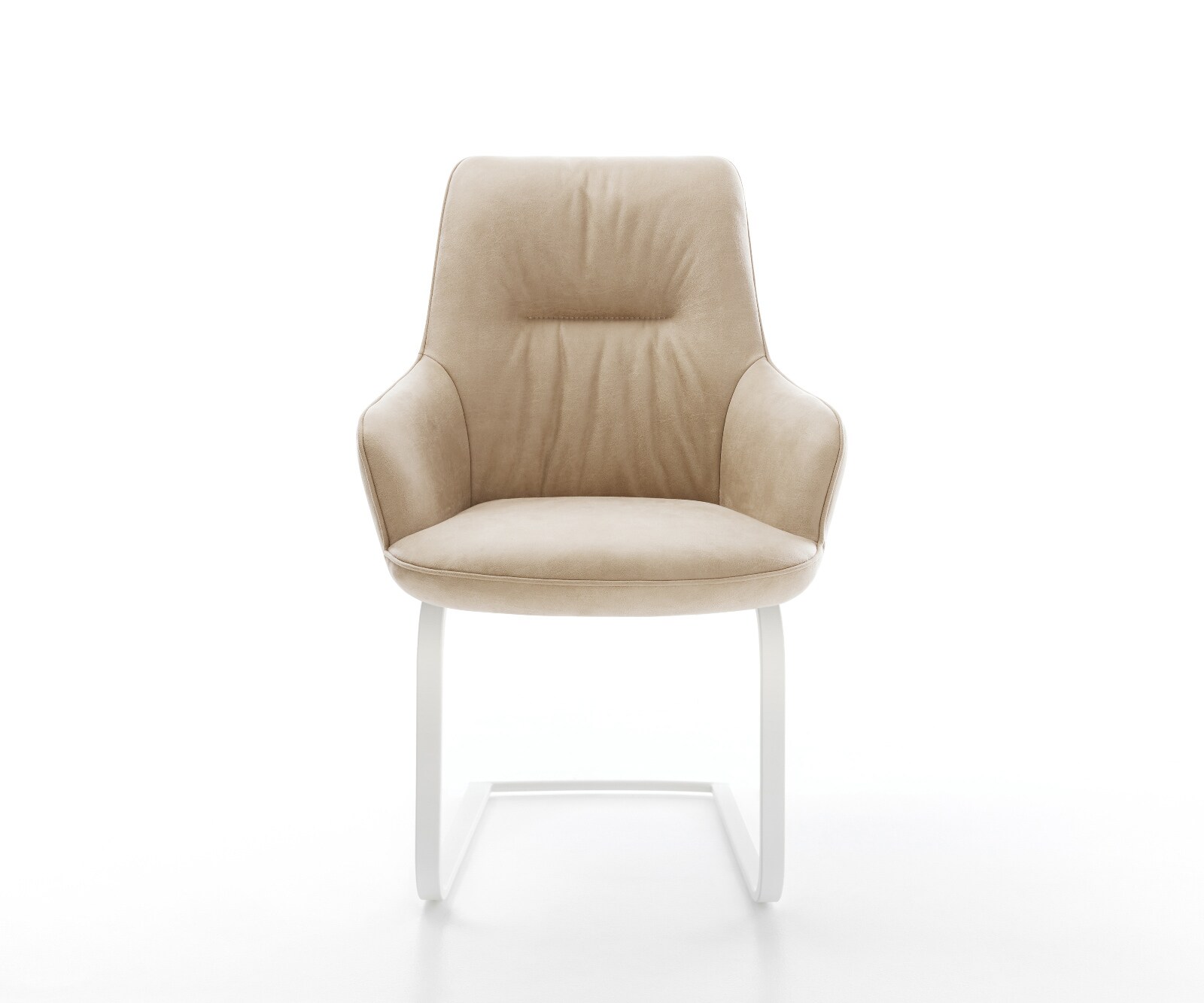 Sledemodel Zelia-Flex met armleuning microvelours beige vintage sledemodel vlak wit pocketveer kern 2