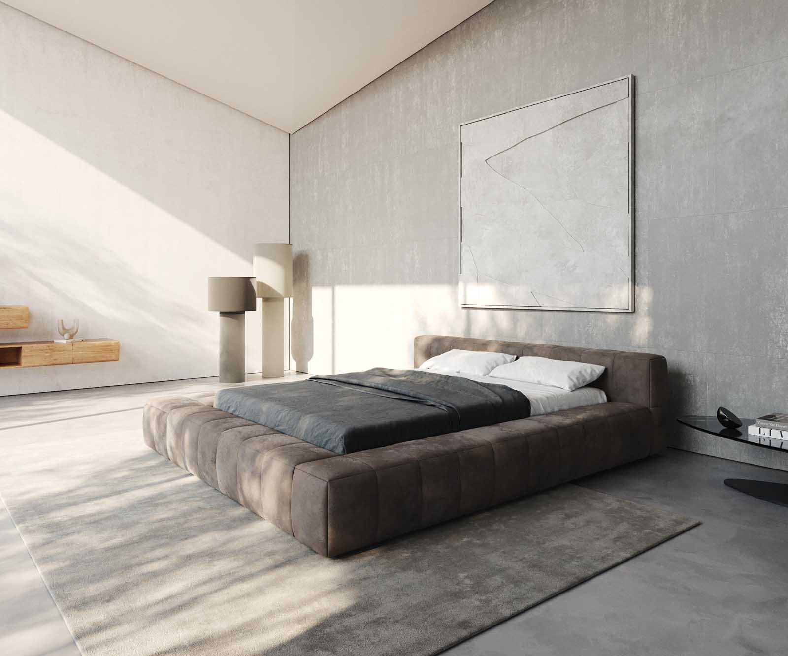 Bedframe Espazio gestoffeerd bed 140x200 cm microvezel taupe vintage met opbergruimte Bedframe Espazio gestoffeerd bed 140x200 cm microvezel taupe vintage met opbergruimte