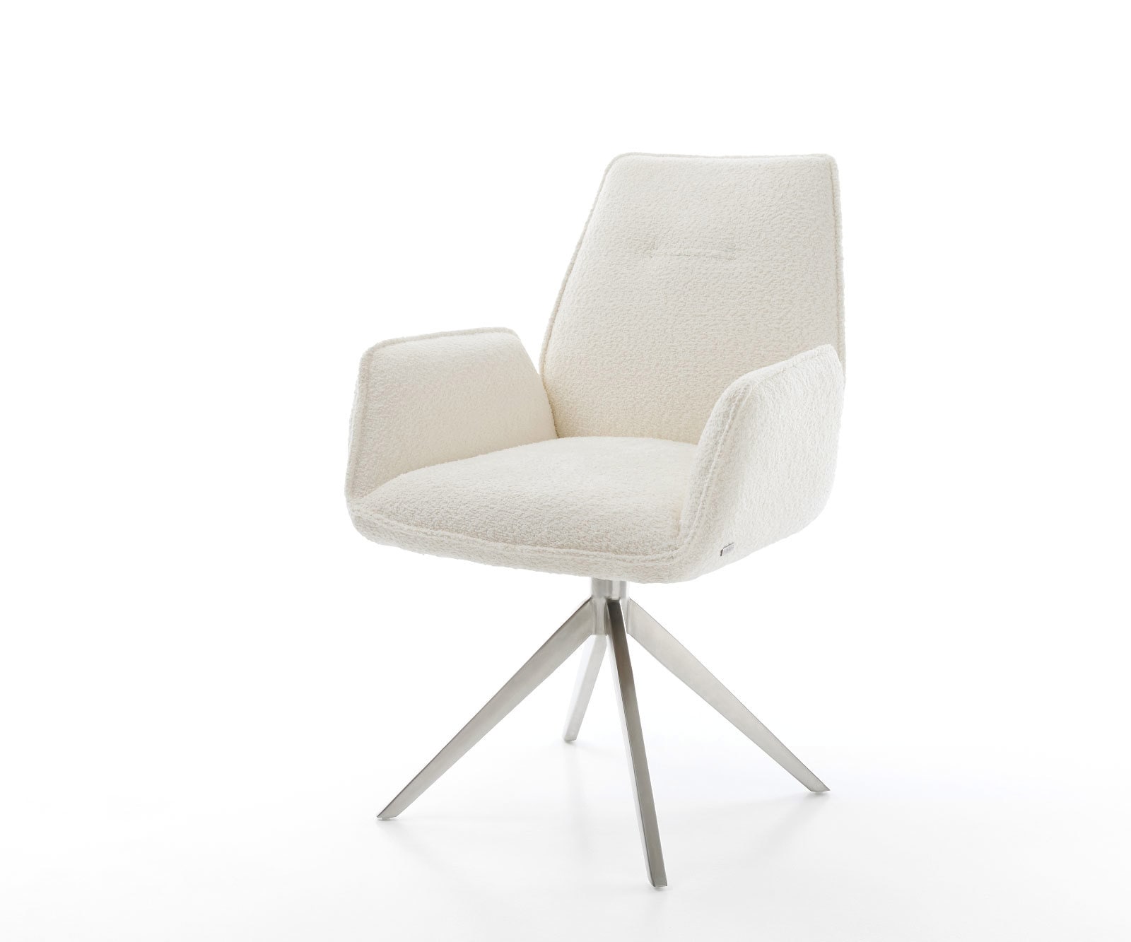 Draaistoel Zoa-Flex bouclé wit kruisframe breed roestvrij staal 360° draaibaar rocker-functie pocketveer kern Draaistoel Zoa-Flex bouclé wit kruisframe breed roestvrij staal 360° draaibaar rocker-functie pocketveer kern