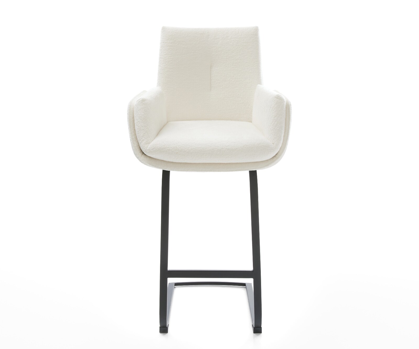 Barstoel Clea-Flex Bouclé zacht Beige Vrijkantelframe plat metaal Zwart 2