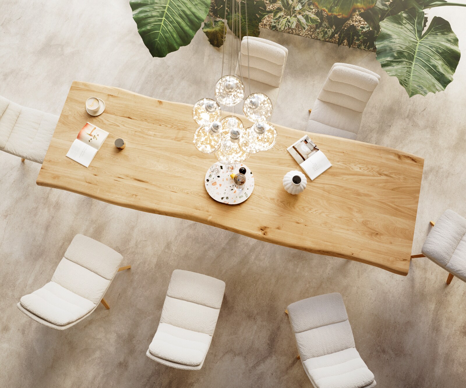 Eettafel Edge 300x100 eiken natuur roestvrij staal  smal  Live-Edge 7