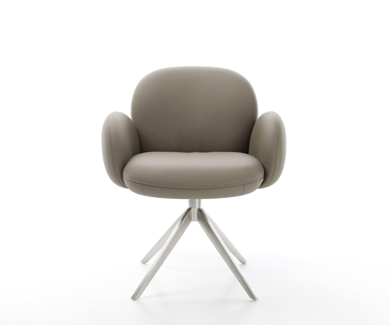Draaistoel Nube-Flex met armleuning echt leer mud kruisframe breed roestvrij staal 360° draaibaar rocker-functie pocketveer kern 1