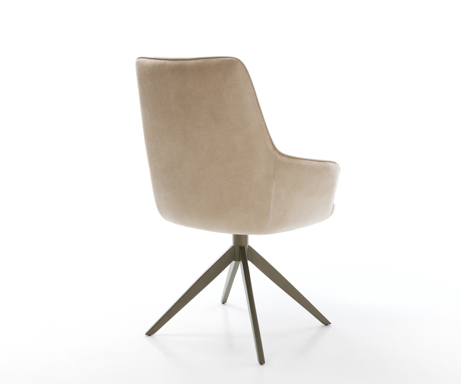 Draaistoel Zelia-Flex met armleuning microvelours beige vintage kruisframe breed afwerking met titanium 360° draaibaar rocker-functie pocketveer kern 5