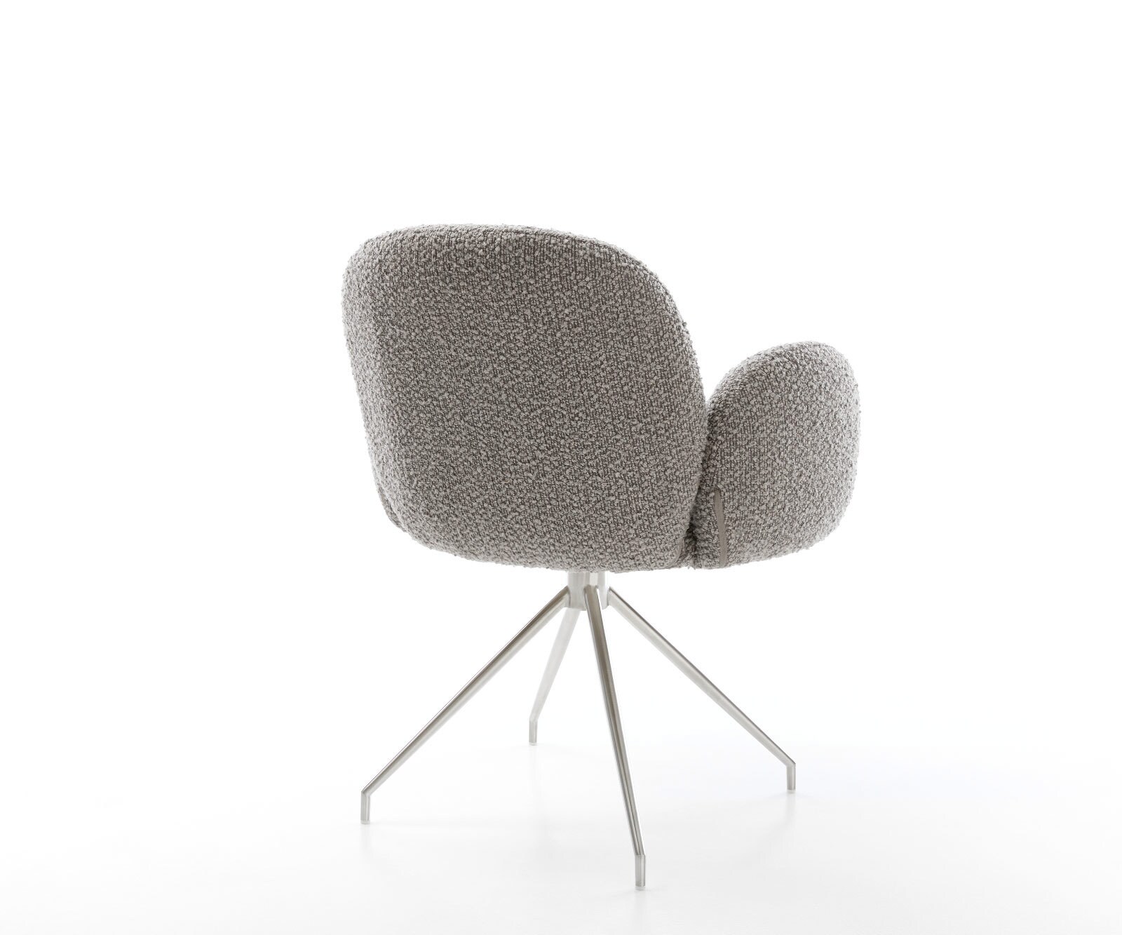 Draaistoel Nube-Flex met armleuning bouclé zilver grijs kruisframe conisch roestvrij staal 180° draaibaar pocketveer kern 4 Draaistoel Nube-Flex met armleuning bouclé zilver grijs kruisframe conisch roestvrij staal 180° draaibaar pocketveer kern 4