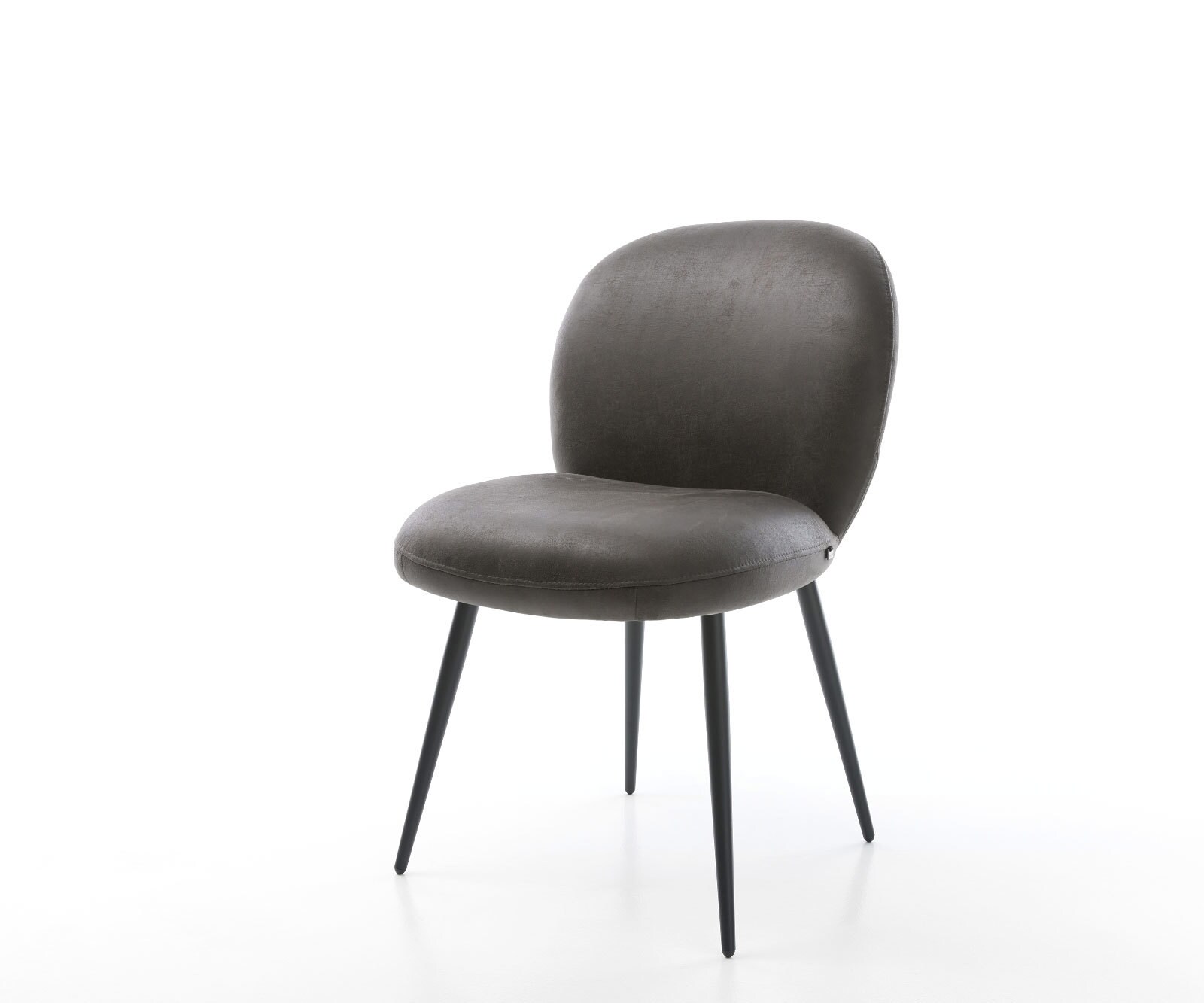 Eetkamerstoel Nube-Flex microvelours antraciet vintage 4-poot conisch zwart pocketveer kern