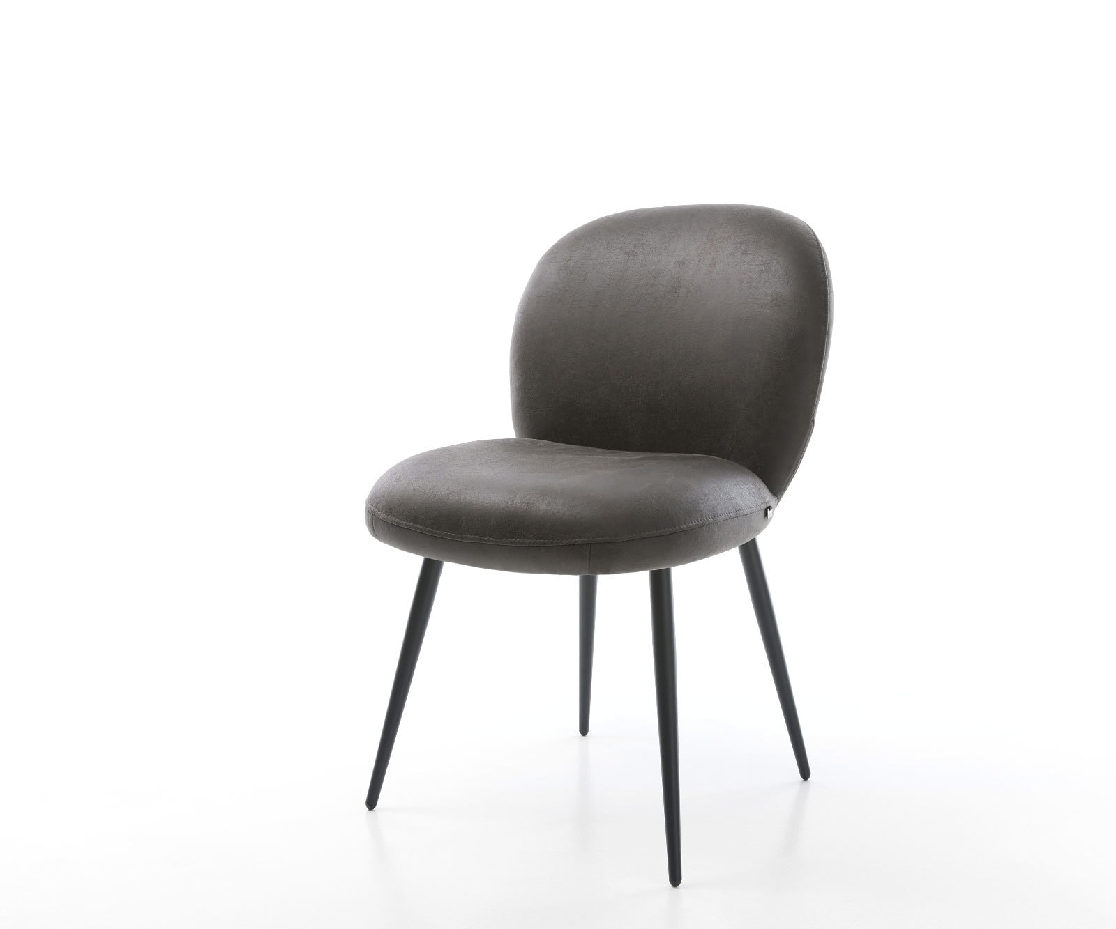 Eetkamerstoel Nube-Flex microvelours antraciet vintage 4-poot conisch zwart pocketveer kern Eetkamerstoel Nube-Flex microvelours antraciet vintage 4-poot conisch zwart pocketveer kern