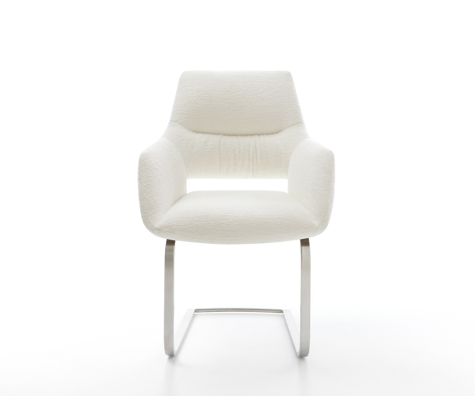 Sledemodel Yago-Flex met armleuning bouclé zacht beige sledemodel vlak roestvrij staal pocketveer kern 2