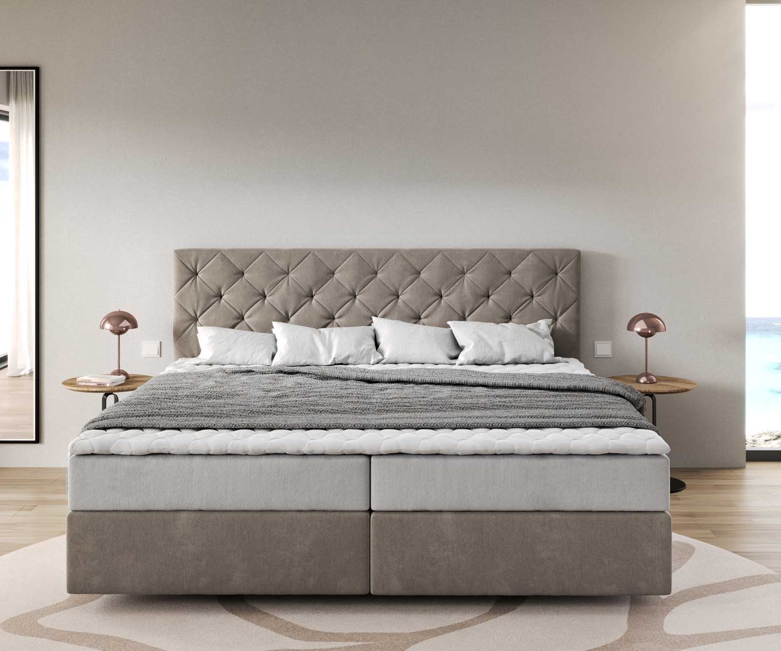 Boxspring bed Dream-Great Microvezel beige 200x200 cm met pocketveringmatras en visco-topper 2