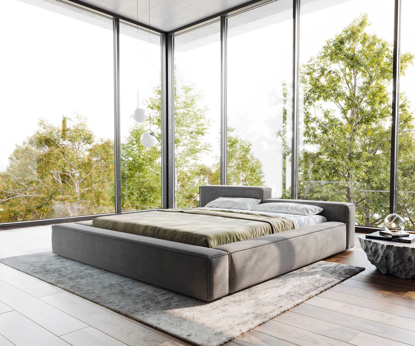 Bedframe Kalinea 180x200 cm microvezel grijs
