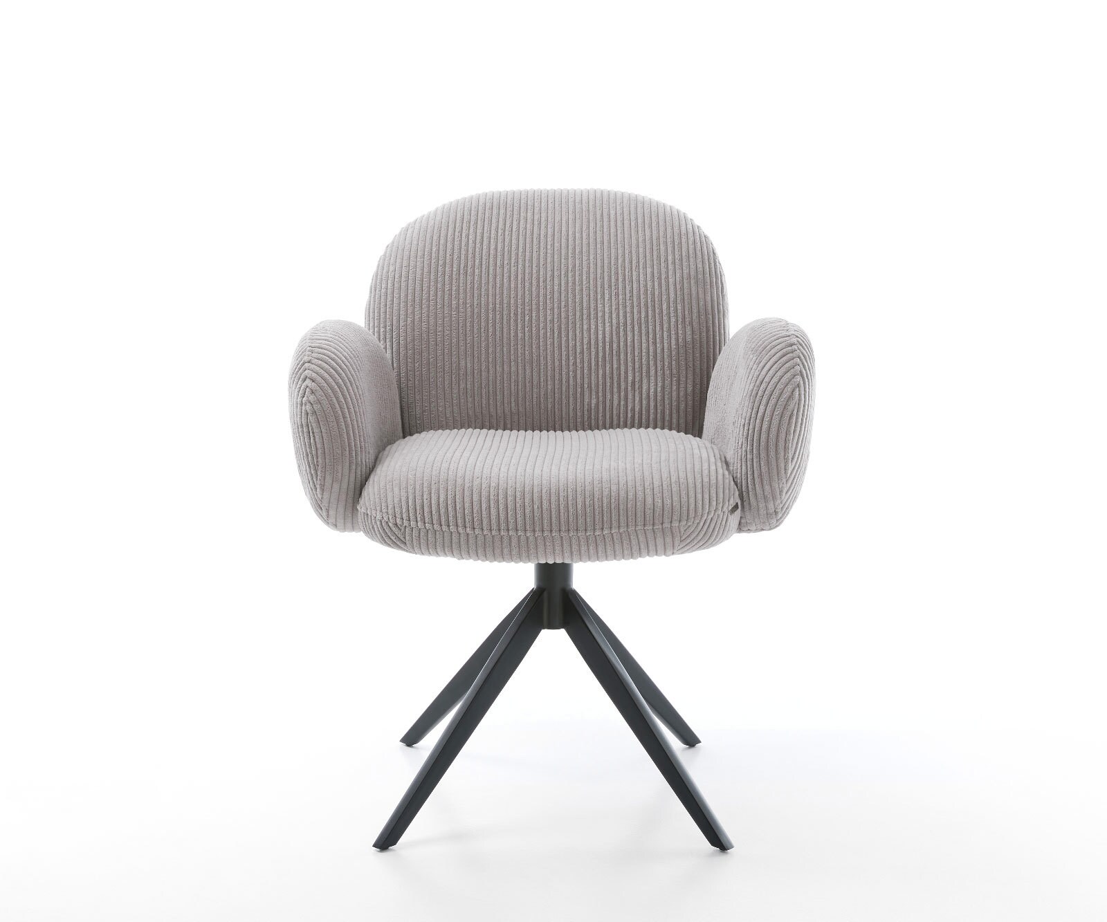 Draaistoel Nube-Flex met armleuning koord zilver grijs kruisframe breed zwart 360° draaibaar rocker-functie pocketveer kern 1